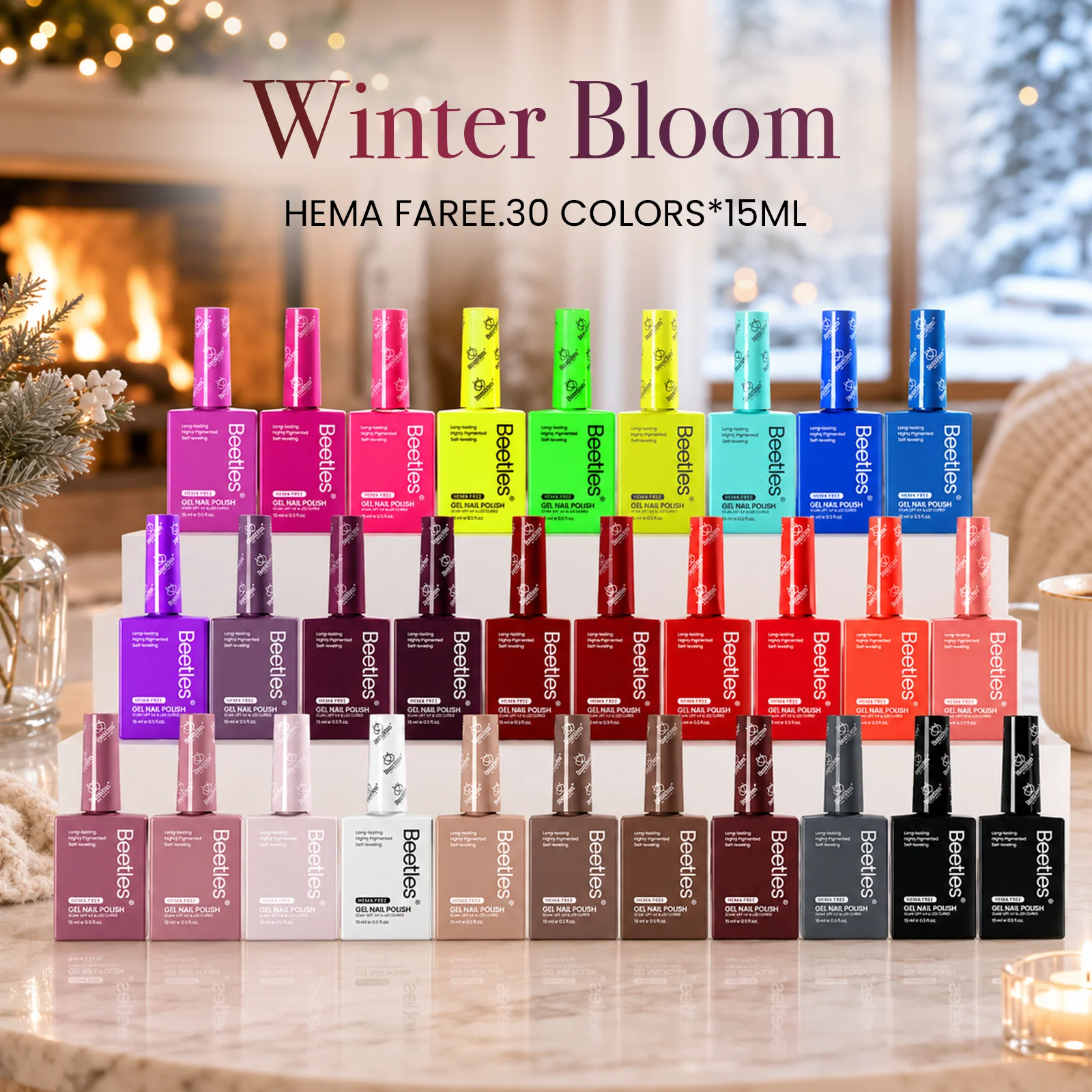 (Each 15ml) Winter Bloom- Beetles 30 Colors HEMA Free Gel Polish Set Autumn Winter Nails