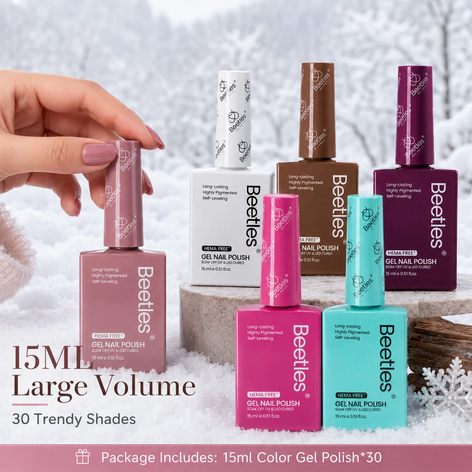 (Each 15ml) Winter Bloom- Beetles 30 Colors HEMA Free Gel Polish Set Autumn Winter Nails - Image 3