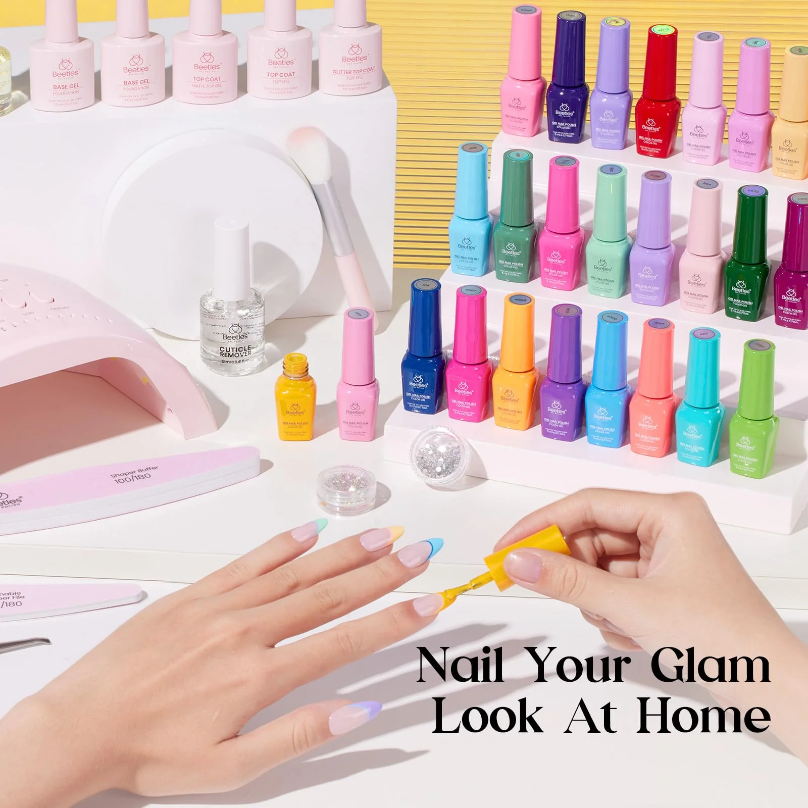 Beetles Gel Nail Starter Kit Emotional Journey 45 Colors Summer Nails Grade Colorful Bottle All-in-One Mani Kit - Image 5