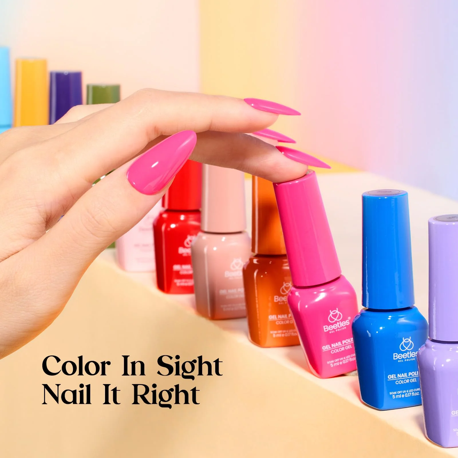 Beetles Gel Nail Starter Kit Emotional Journey 45 Colors Summer Nails Grade Colorful Bottle All-in-One Mani Kit - Image 6