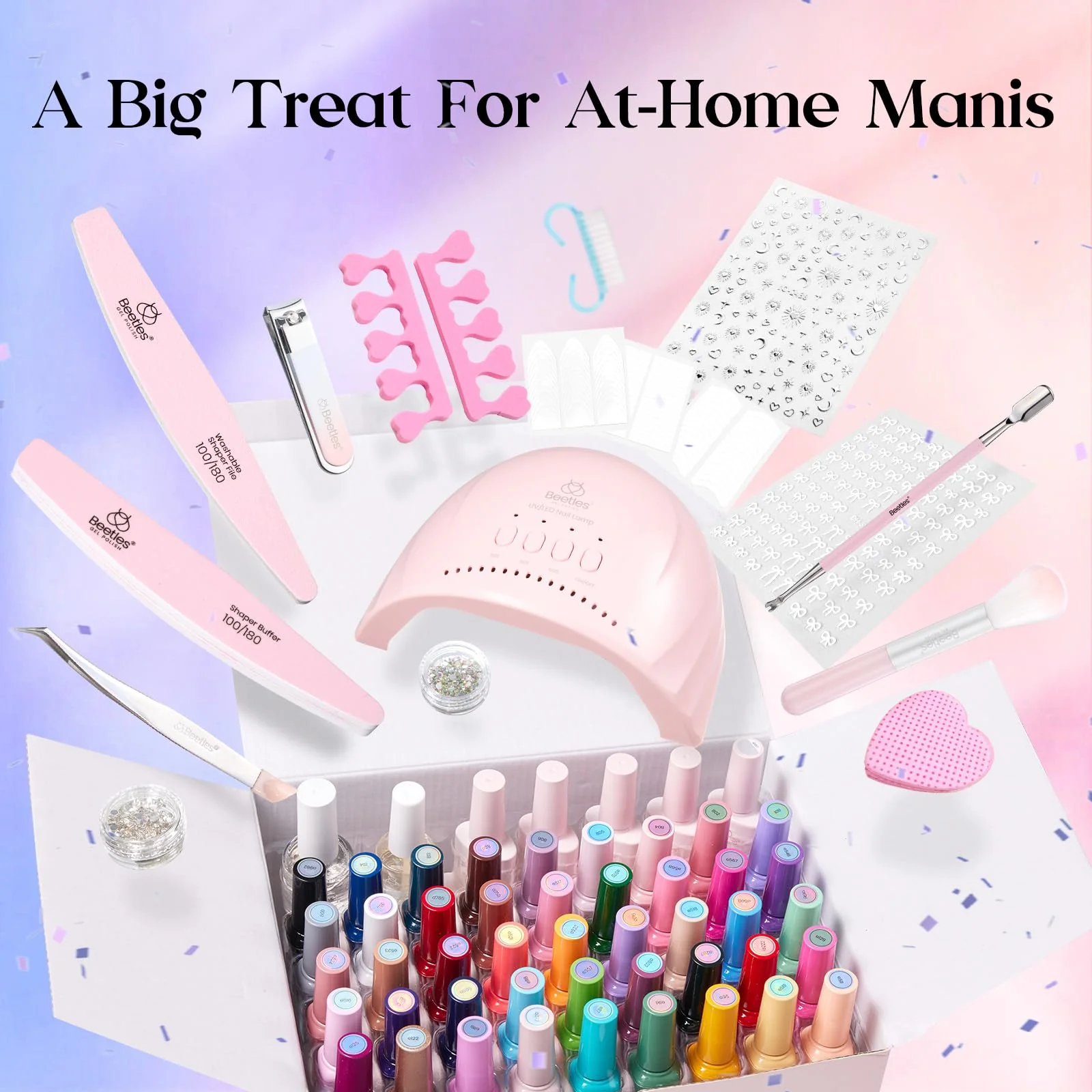 Beetles Gel Nail Starter Kit Emotional Journey 45 Colors Summer Nails Grade Colorful Bottle All-in-One Mani Kit - Image 7