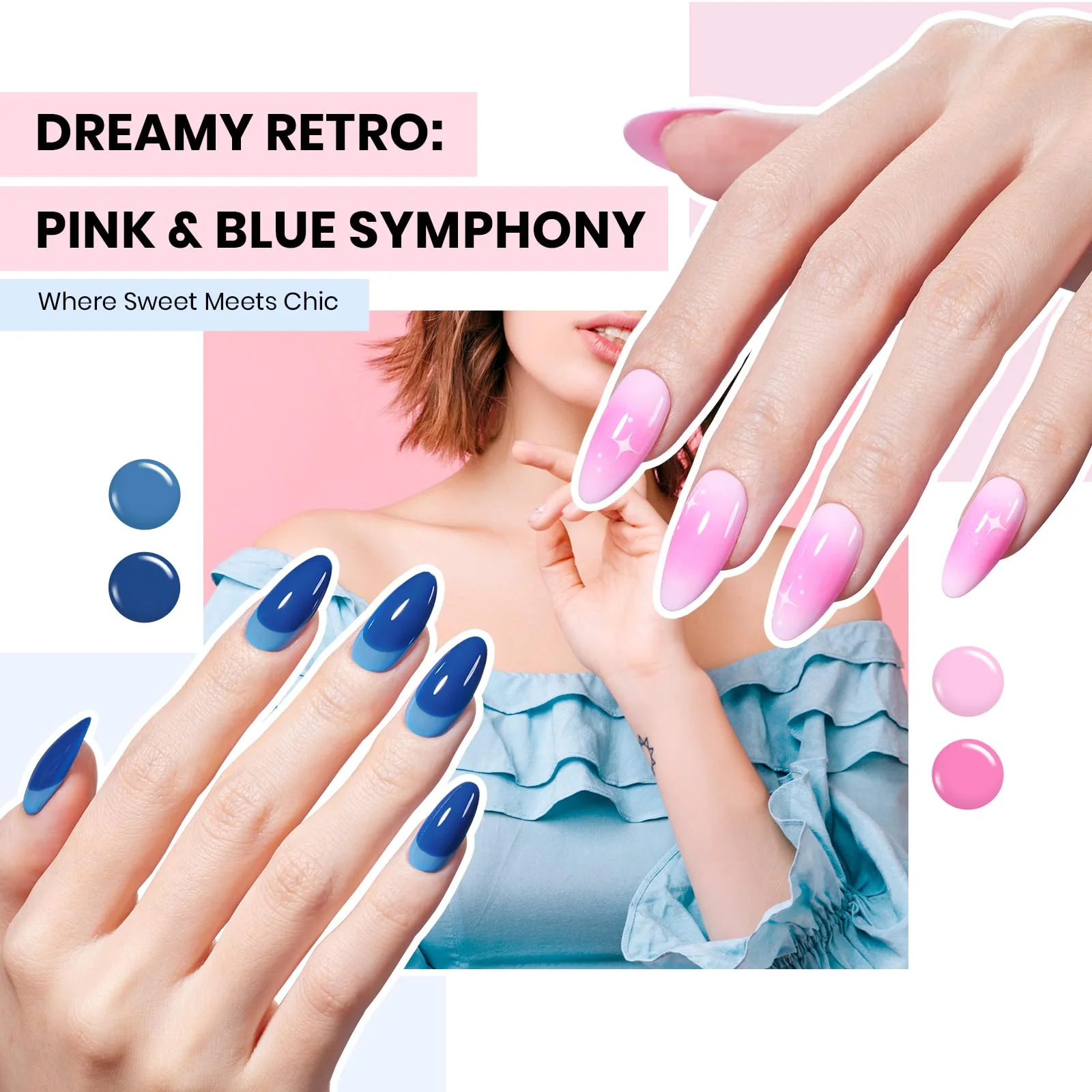 Exquisite Femininity|  Summer Nails 60 Nail Gel Polish Summer Red Blue  Femininity 69 PCS - Image 6