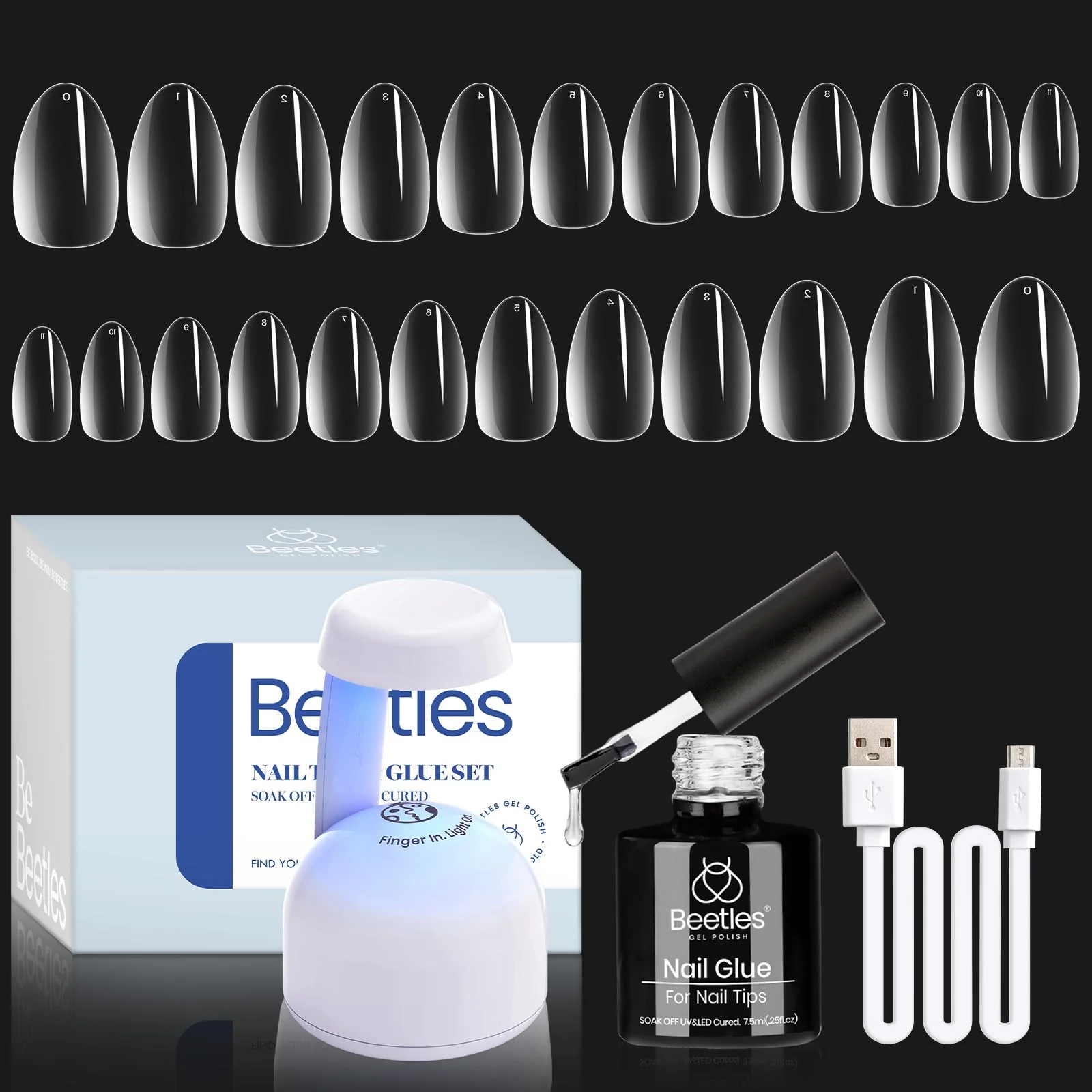 Extra Short Almond 500PC Nail Extension Kit  #094