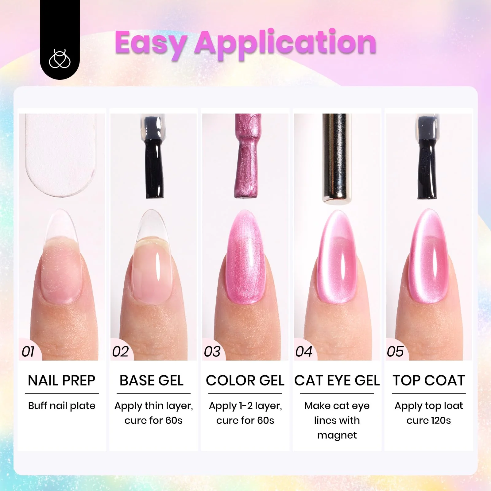 Fairy's Descent - Beetles Chameleon Cat Eye Nails 6 Colors Gel Polish Summer Nails Set - Image 8