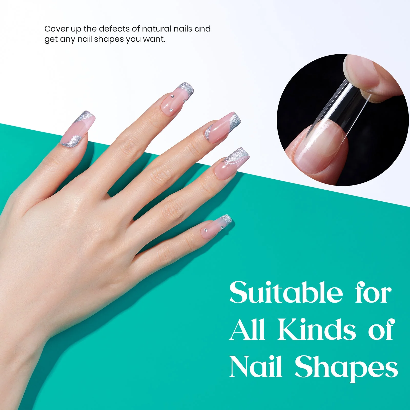 Medium Square Pre-shaped Nail Gelly Tips-500pcs #060 - Image 4