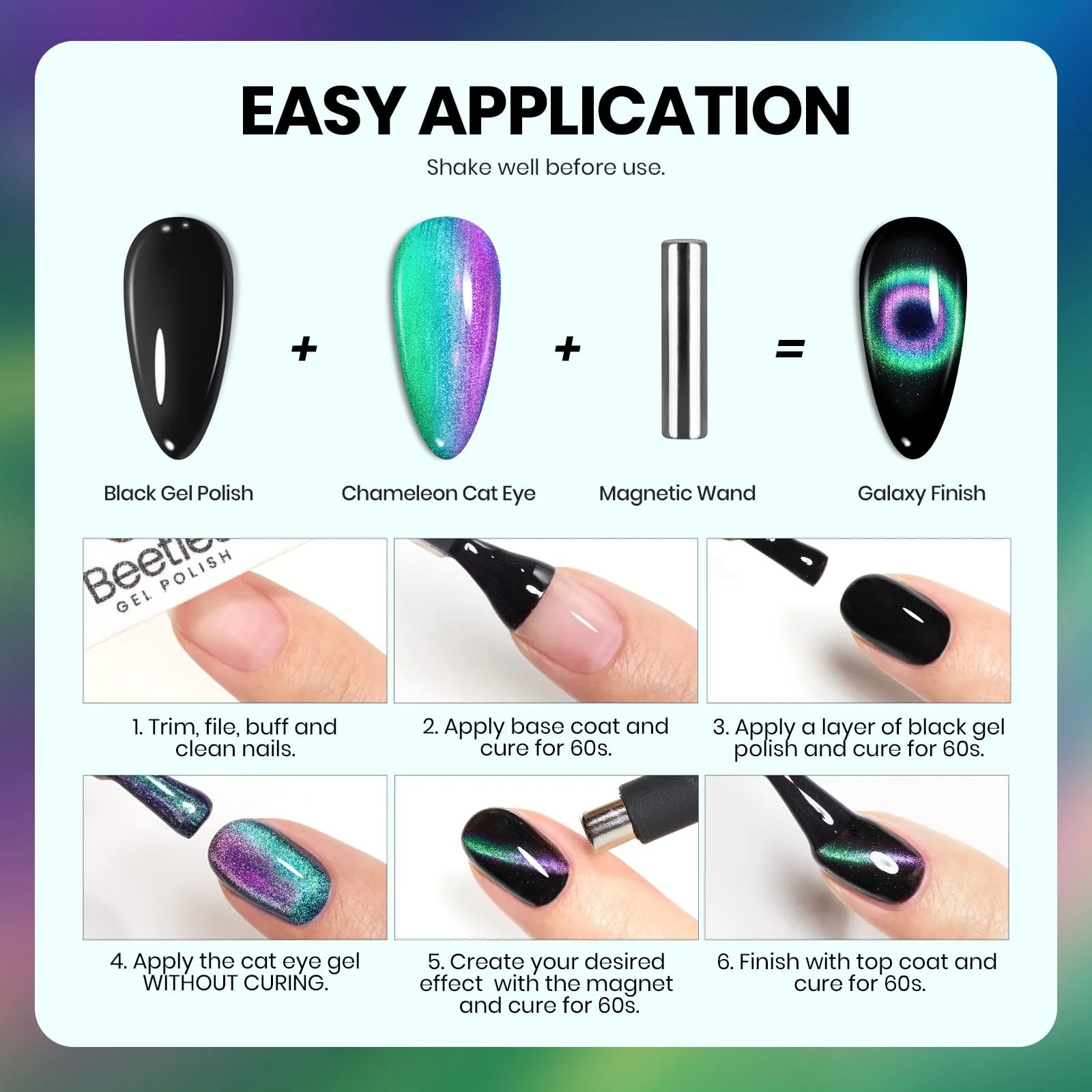 Double Magic 9D Galaxy Drift Cat Eye Nails - 15ml Gel Polish Silver Nail Colors - Image 6