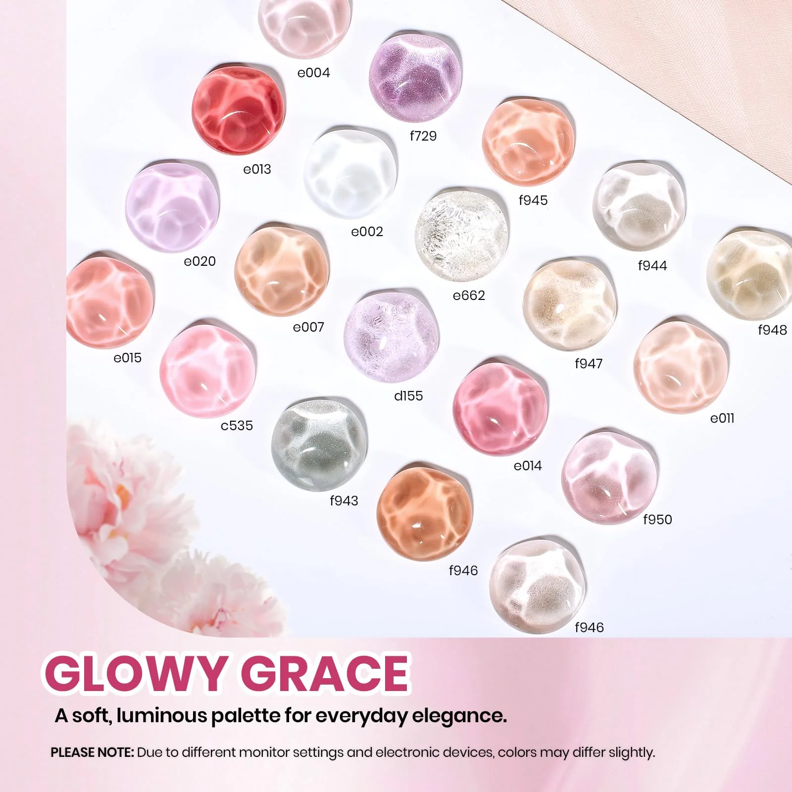 Glowy Grace - 20 Colors Nails Pink Jelly Glitter Cat Eye Nude Gel Nail Polish Kit - Image 2