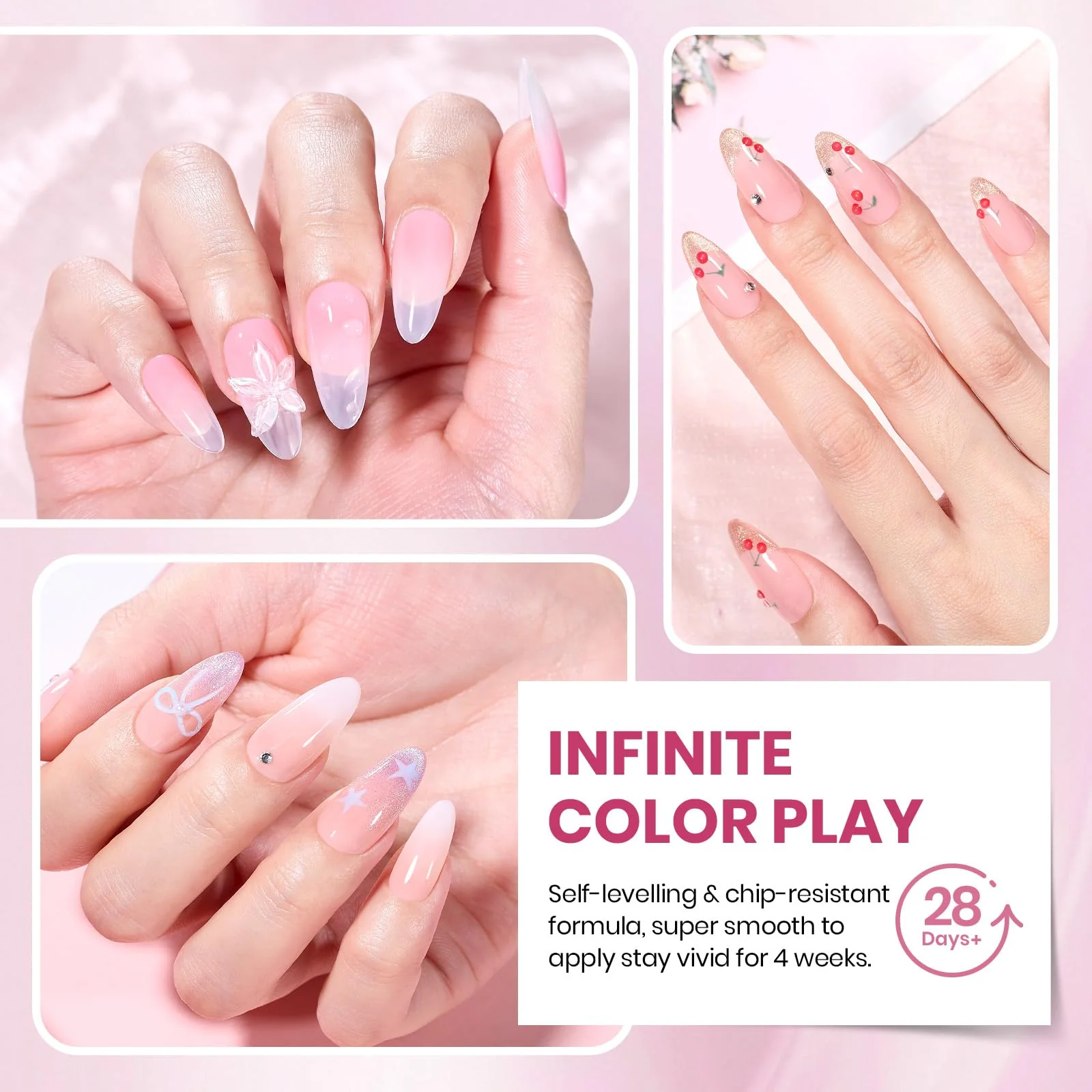 Glowy Grace - 20 Colors Nails Pink Jelly Glitter Cat Eye Nude Gel Nail Polish Kit - Image 6