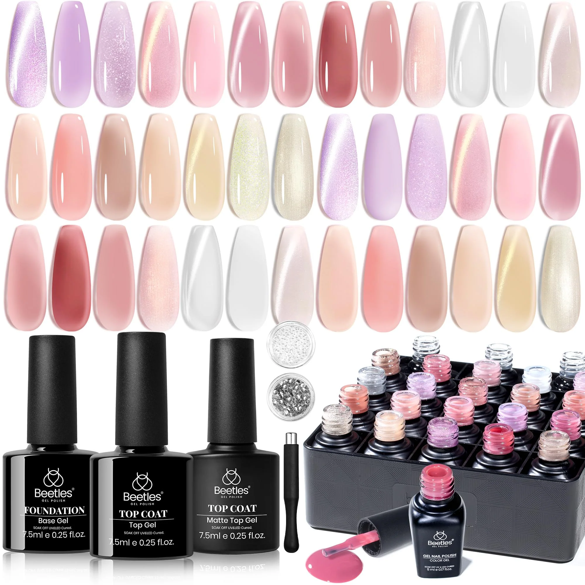 Glowy Grace - 20 Colors Nails Pink Jelly Glitter Cat Eye Nude Gel Nail Polish Kit - Image 8