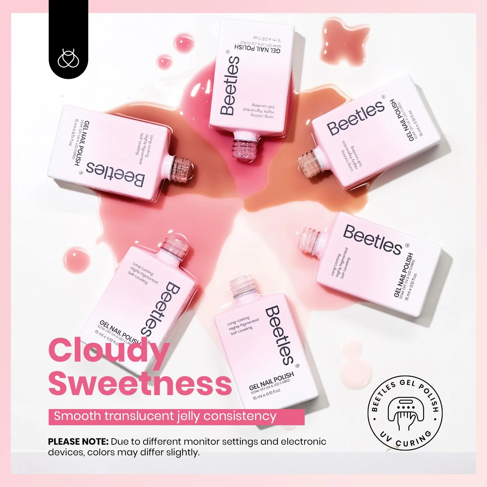 Hema-free Cloudy Sweetness - 15ML 6 Colors Nude Pink Brown Milky White Sheer Jelly Gel Polish Summer Nails Kit - Image 6