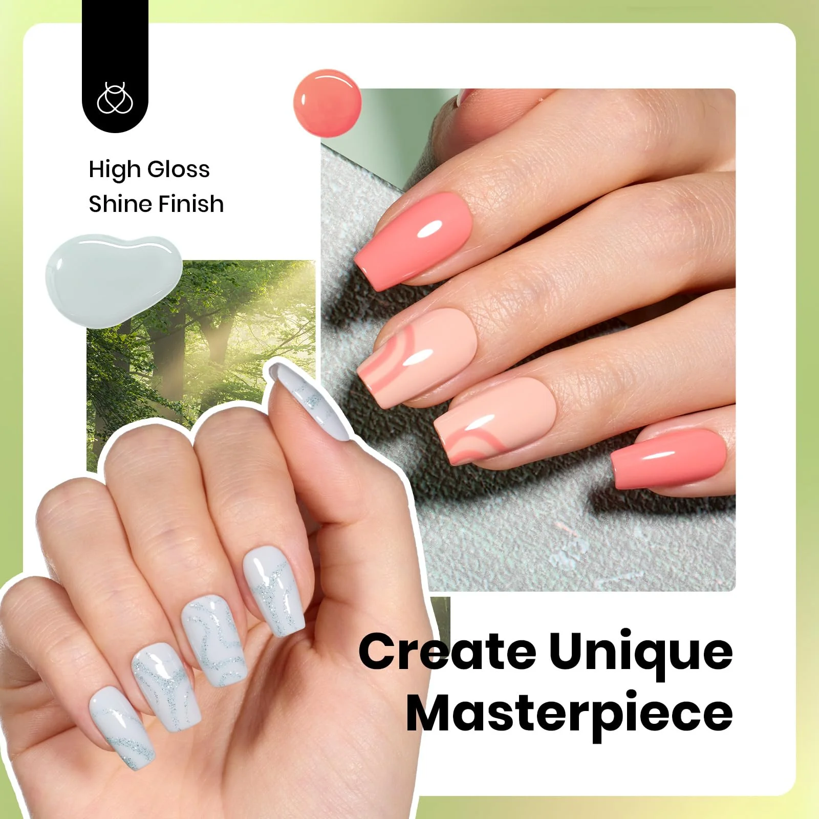 Hema Free Lakeside Serenity Nails - Colorful Bottle 6 Color Each 15ml Gel Polish Summer Nails - Image 4