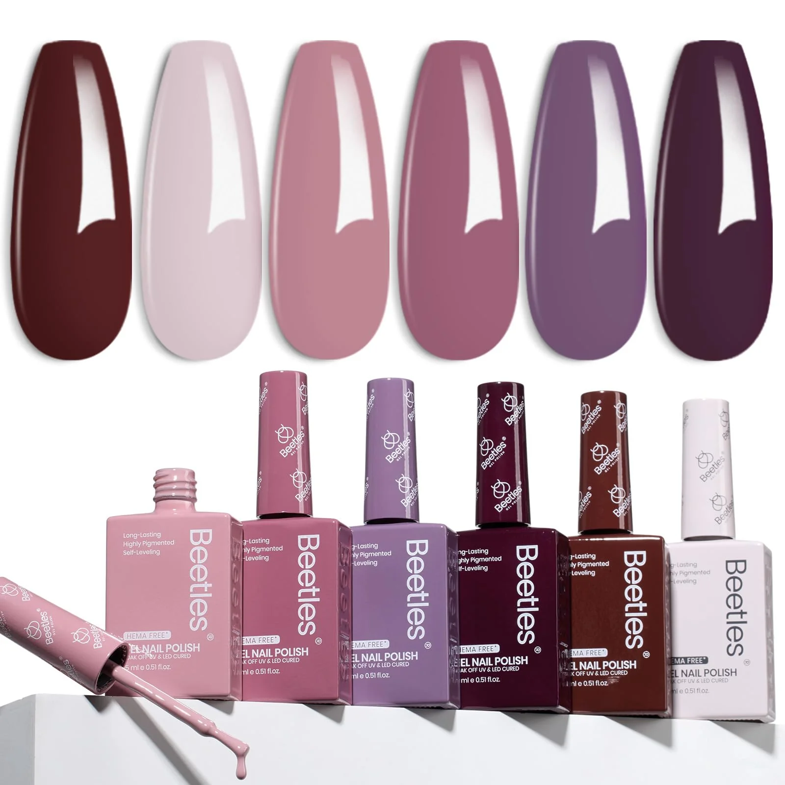 Hema Free Emotional Symphony Nails - Colorful Bottle 6 Color Each 15ml Gel Polish