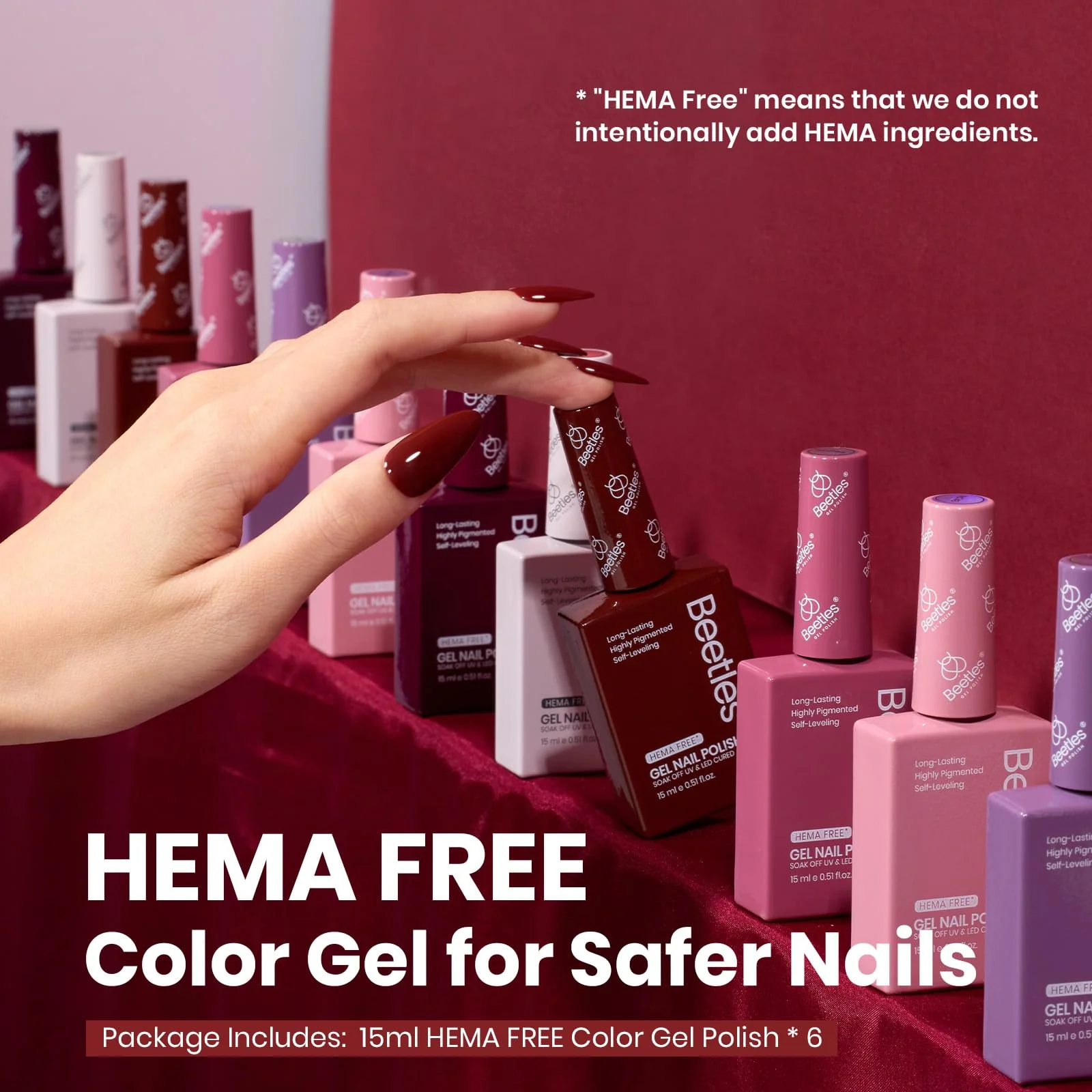 Hema Free Emotional Symphony Nails - Colorful Bottle 6 Color Each 15ml Gel Polish - Image 2