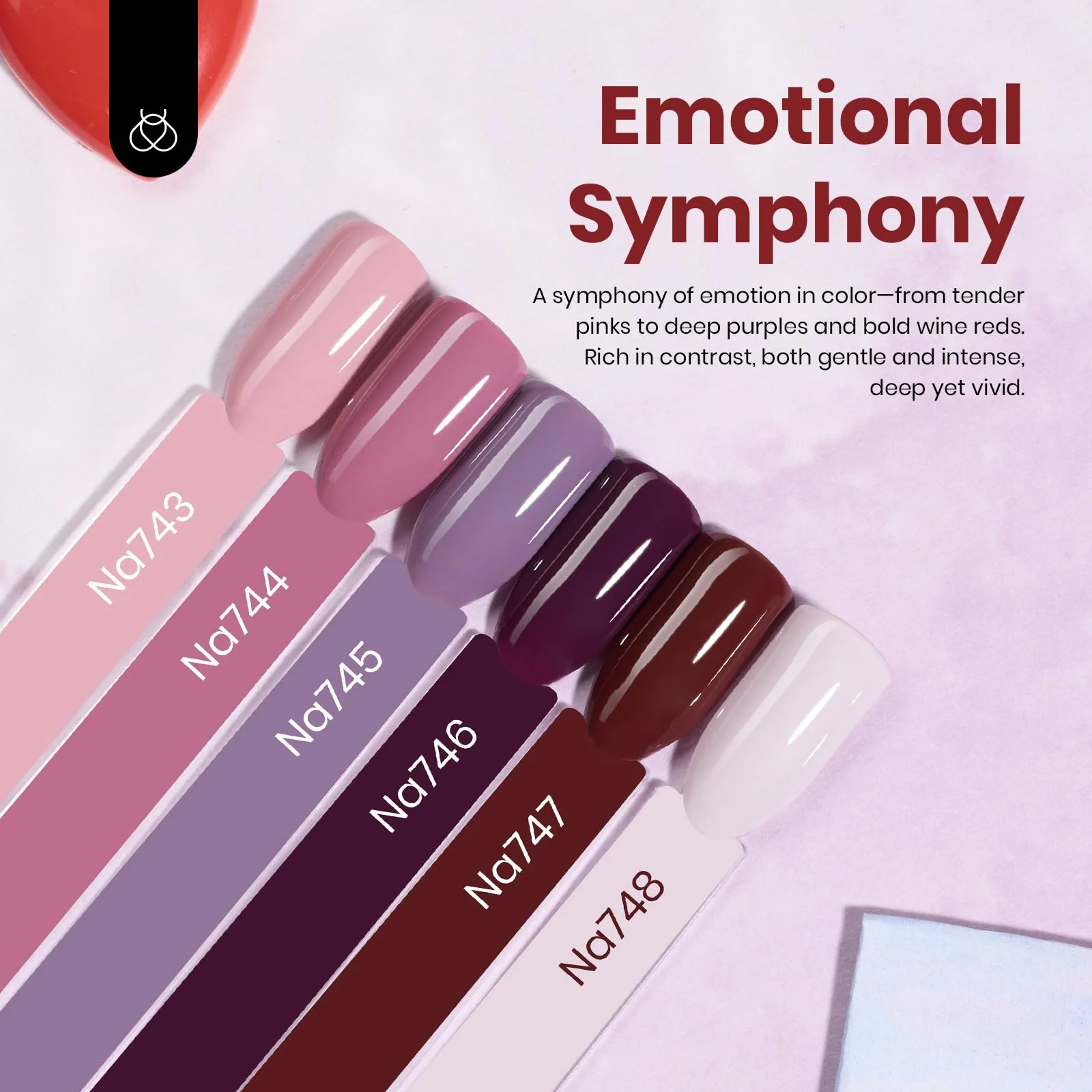 Hema Free Emotional Symphony Nails - Colorful Bottle 6 Color Each 15ml Gel Polish - Image 3