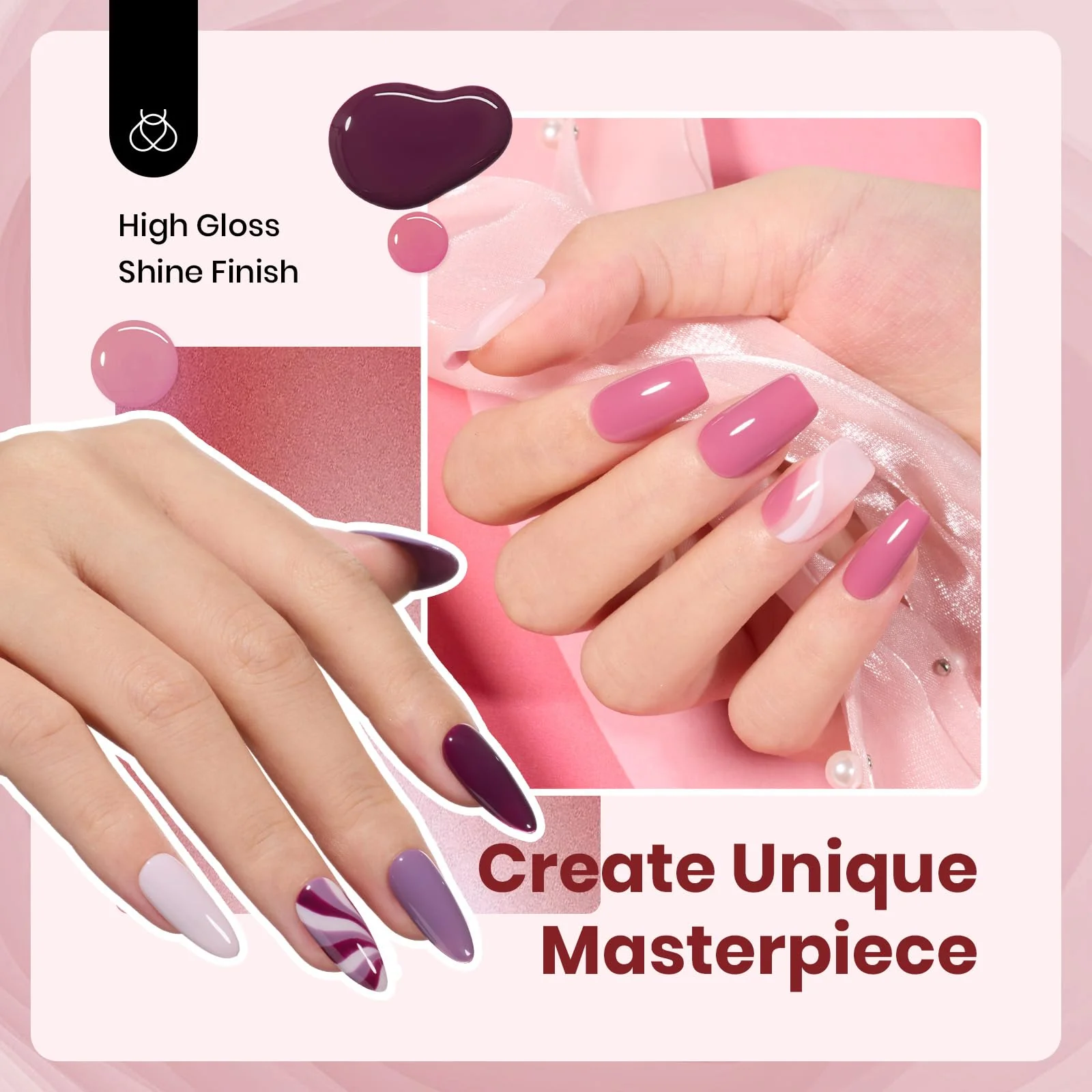 Hema Free Emotional Symphony Nails - Colorful Bottle 6 Color Each 15ml Gel Polish - Image 4
