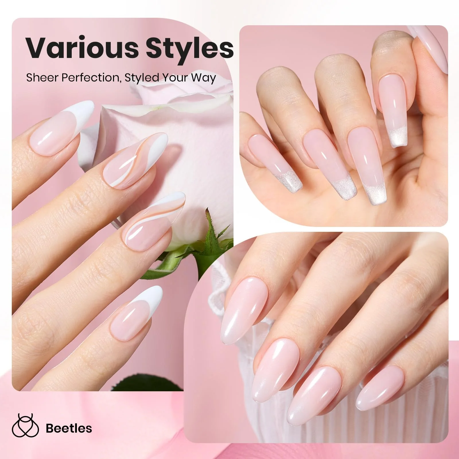 Hema - Free Misty Rose Spring Nails- 15ML Natural Nude Pink Gel Polish Nail Concealer Jelly Sheer - Image 4