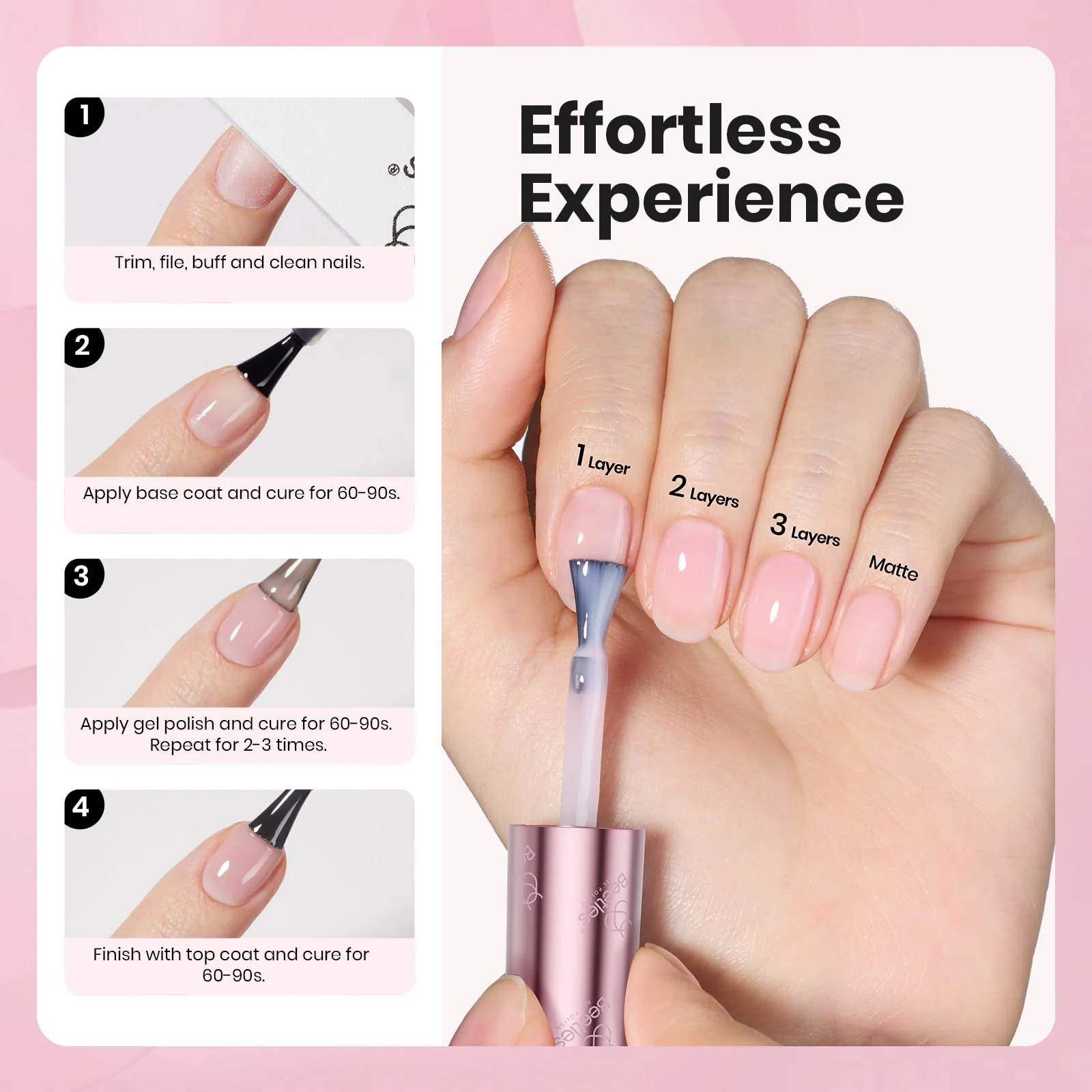 Hema - Free Misty Rose Spring Nails- 15ML Natural Nude Pink Gel Polish Nail Concealer Jelly Sheer - Image 7