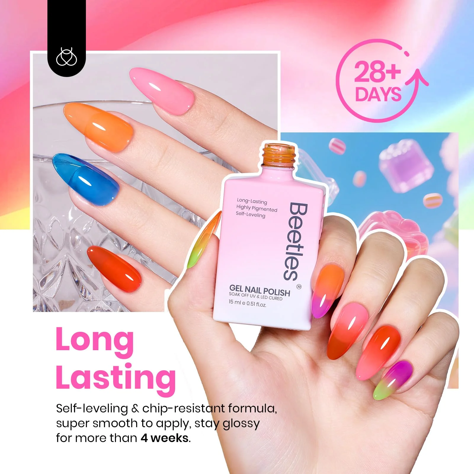 Hema-free Neon Jelly | Colorful Bottle Nails 6 Color Each 15ml Summer Nails Gel Polish - Image 6