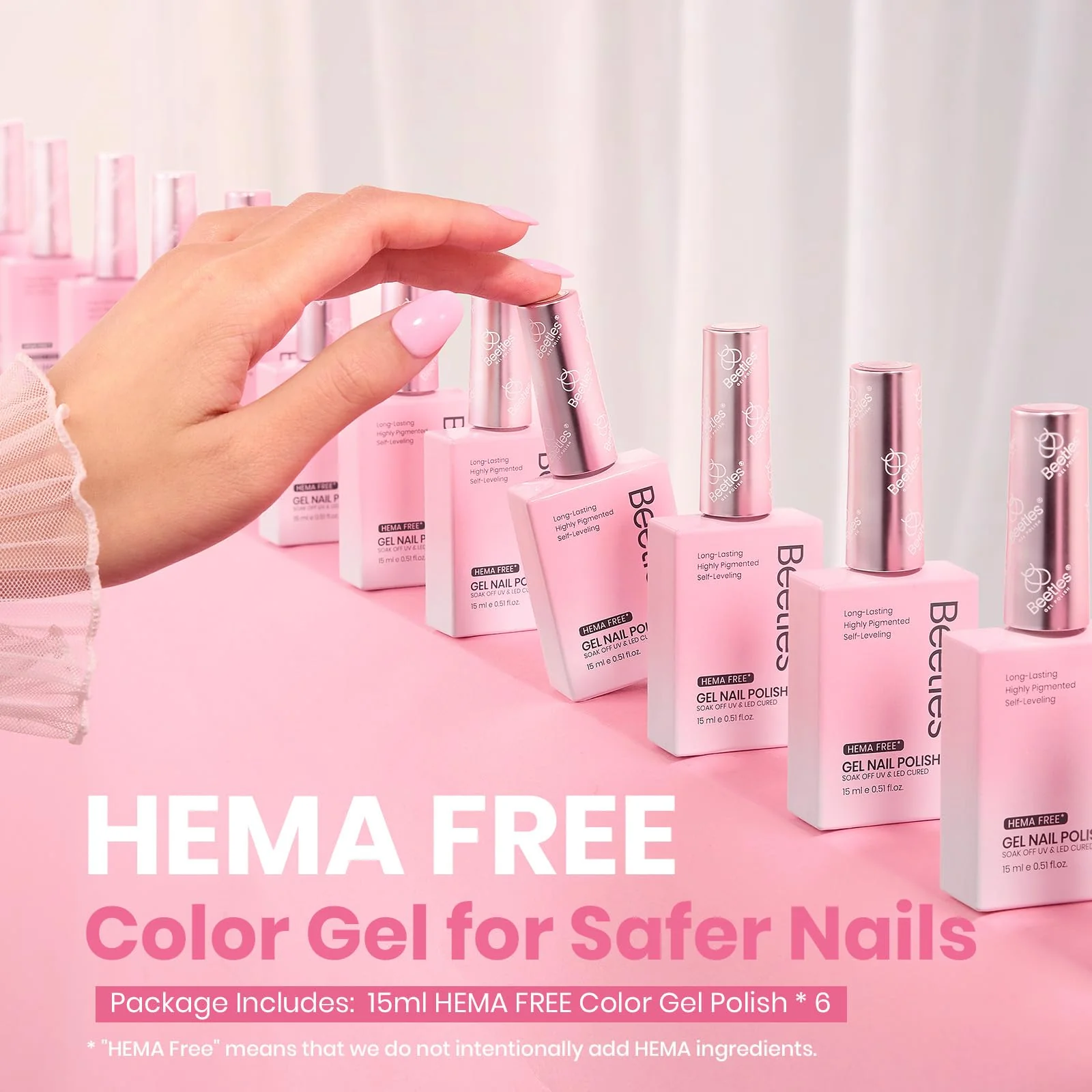 Hema-free Pink Romance | Colorful Bottle 6 Color Each 15ml Summer Nails  Gel Polish - Image 4