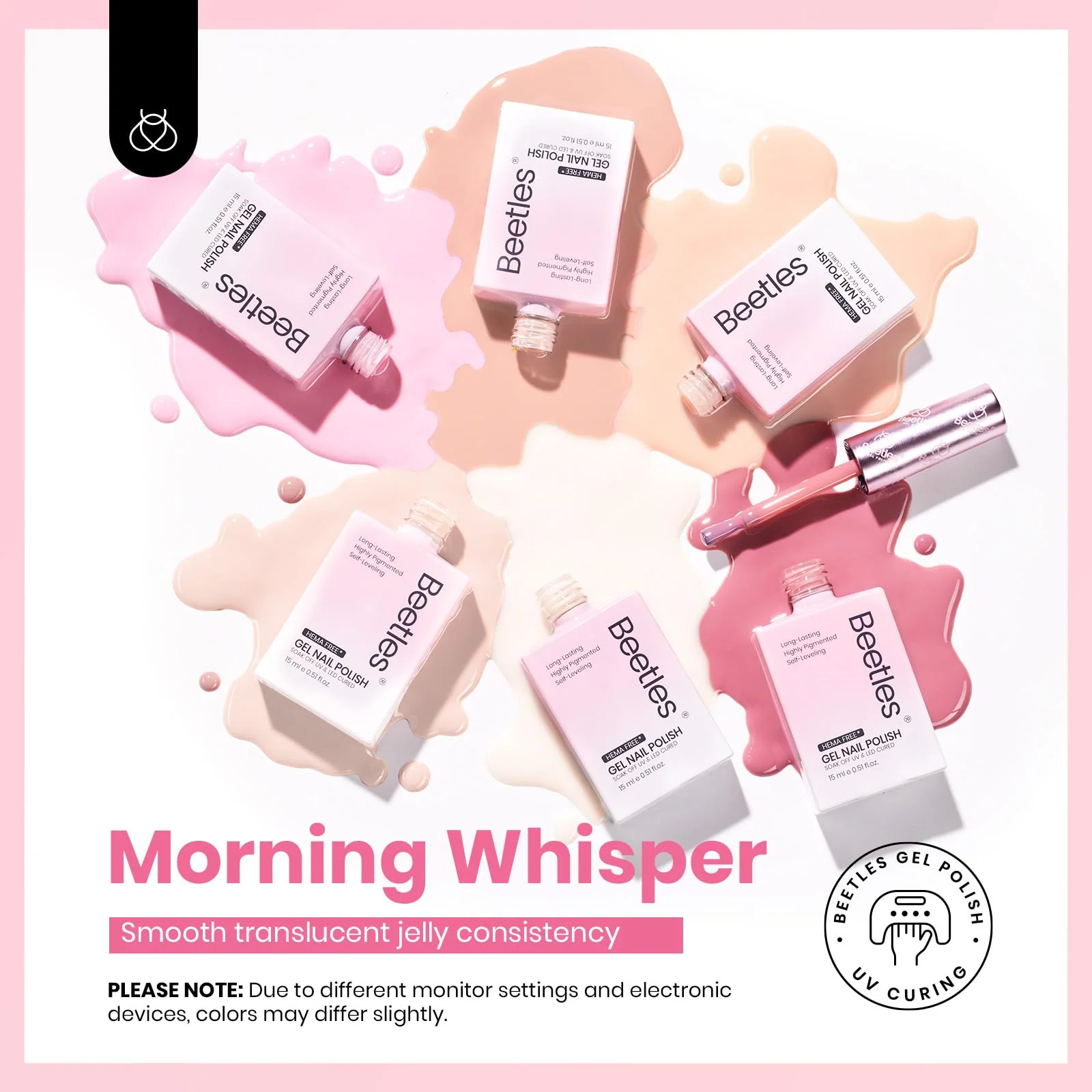 Hema-free Pink Romance | Colorful Bottle 6 Color Each 15ml Summer Nails  Gel Polish - Image 7