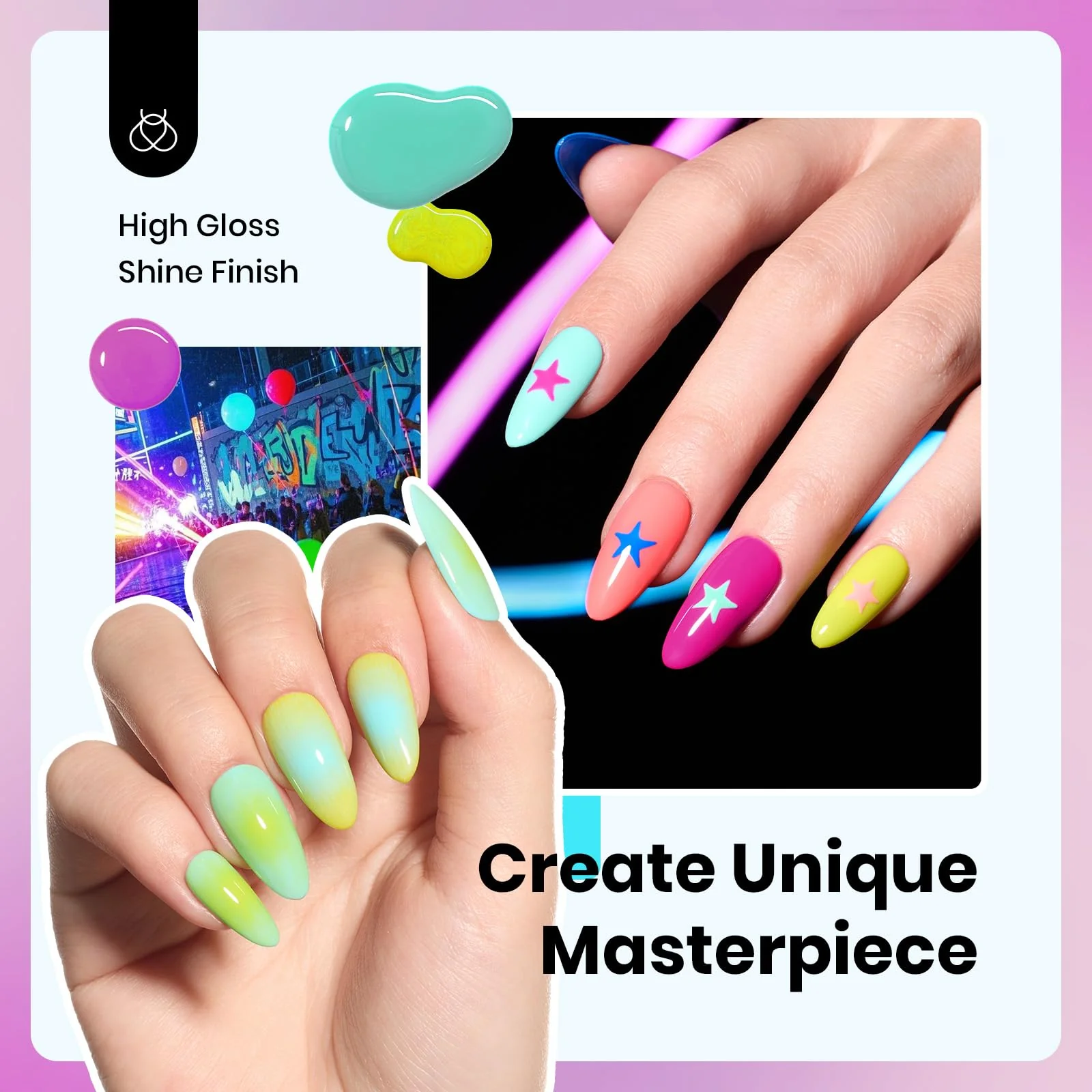 Hema-free Spectrum Dance | Colorful Bottle 6 Color Each 15ml Blue Yellow Pink Gel Polish - Image 5