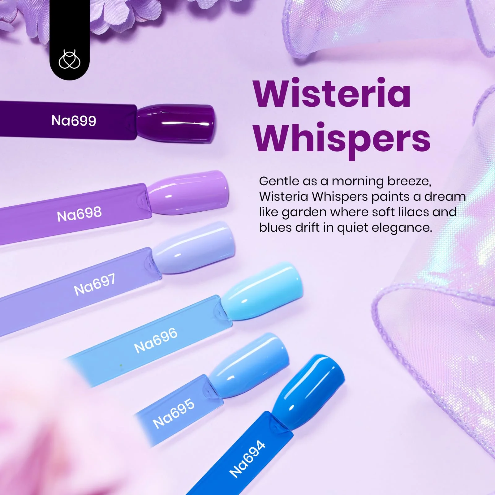 Hema Free Wisteria Whisper Summer Nails  - Colorful Bottle 6 Color Each 15ml Gel Polish - Image 3
