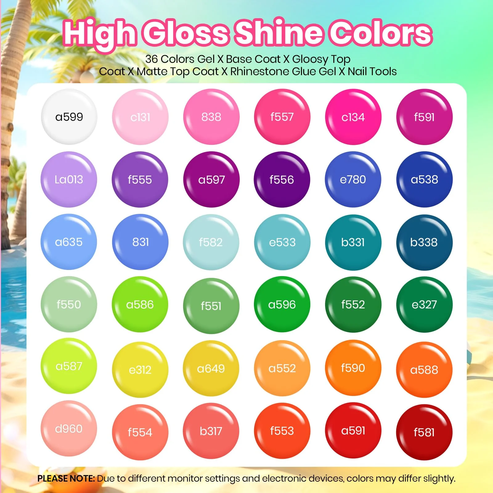 High Closs Shine | 36 Nail Gel Polish Colors Summer Nails - Image 2