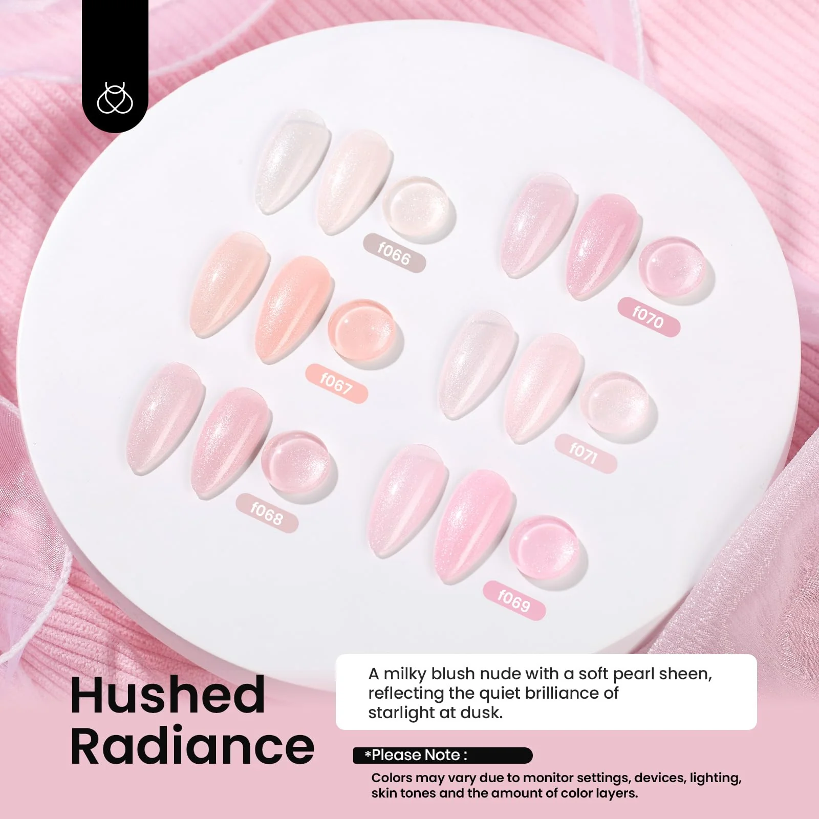 15ml Each Hushed Radiance |  Base Nude Ge Gel Polish 6 Colors Set - Image 3