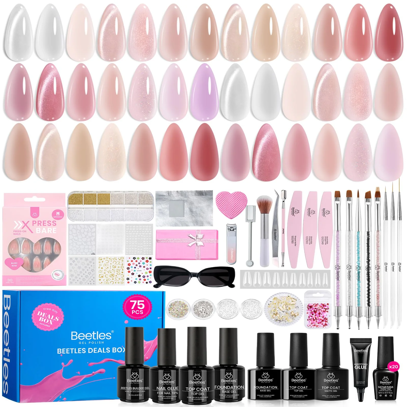 (Ideal Gift) Beetles Nude Sands DEALS BOX Nails 75PCS 20 Jelly Colors Gel Nail Polish - Image 5