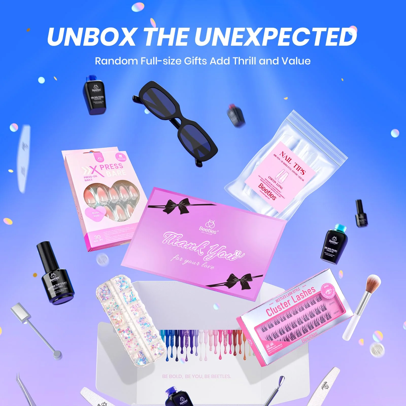 (Ideal Gift) Beetles Wandering Peace DEALS BOX Nails 75PCS 20 Cat Eye Glitter Colors Nail Kits - Image 8