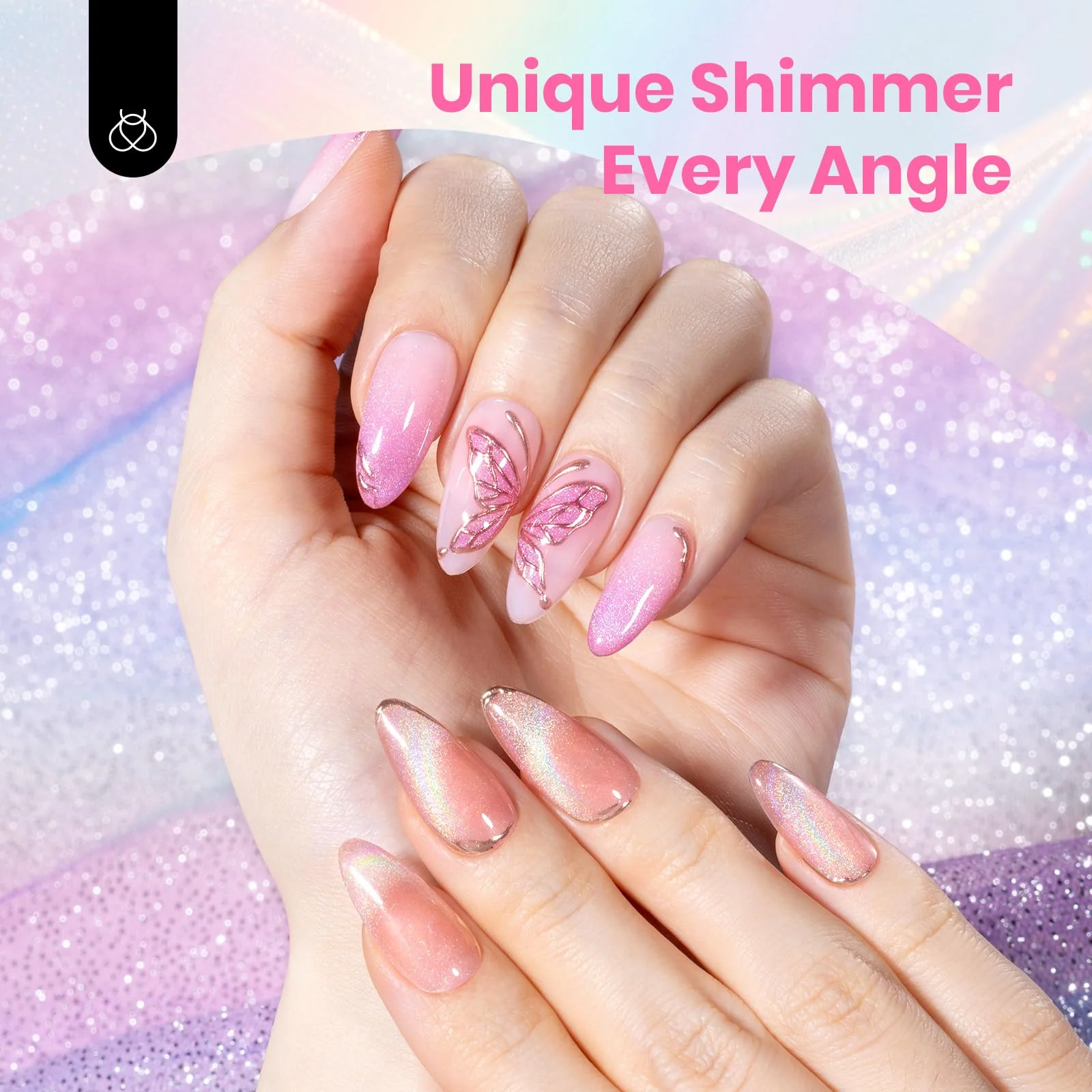 Iridescent Halo Nails  - 6 Colors Summer Rainbow Cat Eye Gel Nail Polish Set - Image 4