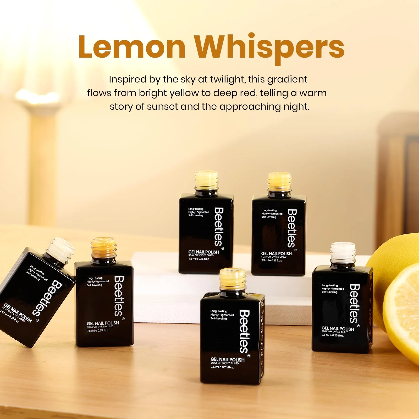 Lemon Whispers - 6 Colors Fall Gel Nail Polish Set Kit - Image 2