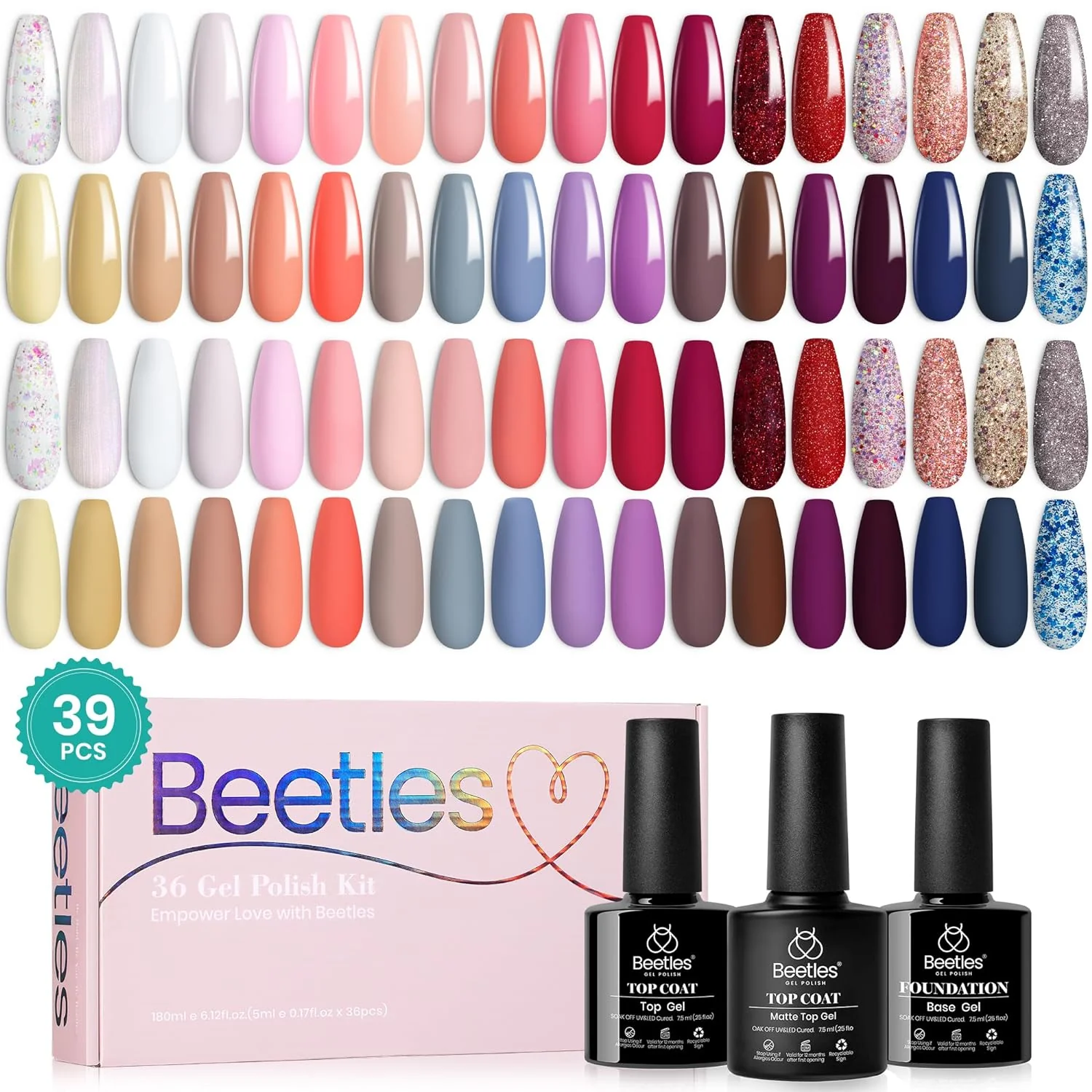Lingering Grace | 36 Nail Gel Polish Colors with Base Top Coat and Gift Box- 5ml/Each Gel Colors - Image 8