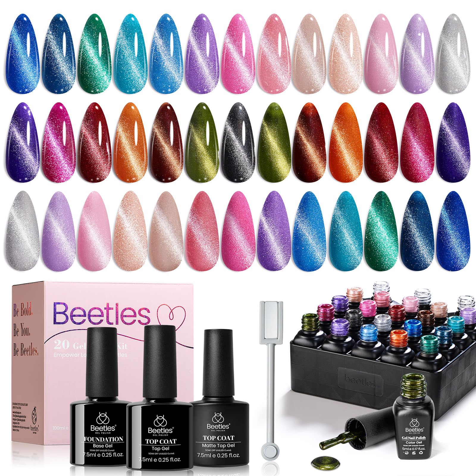 Beetles Lush Velvet Cat Eye Nails 20 Gel Colors Set - Image 7
