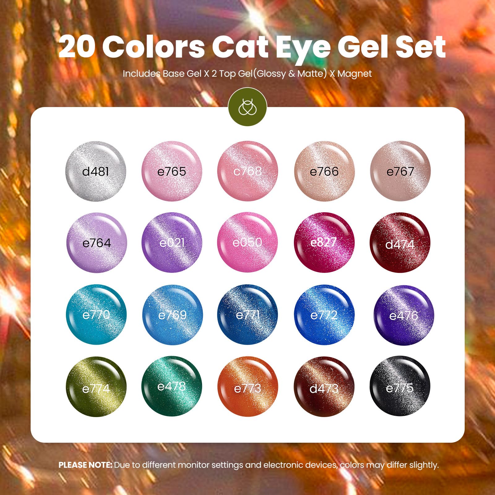 Beetles Lush Velvet Cat Eye Nails 20 Gel Colors Set - Image 3