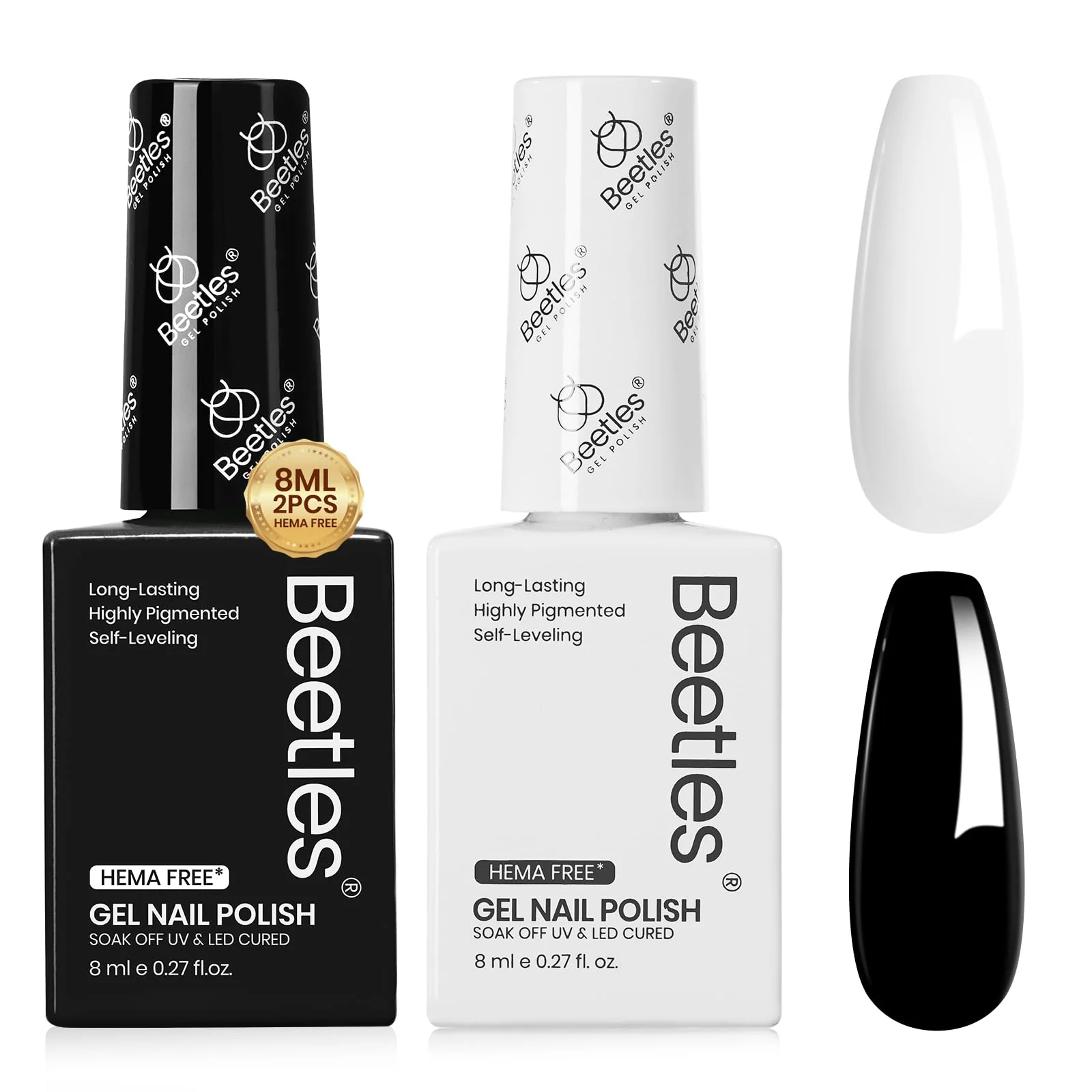 Monochrome Aesthetics Black White Gel Nail Polish Kit - 2 Colors Hema Free (Each 8ml) - Image 8