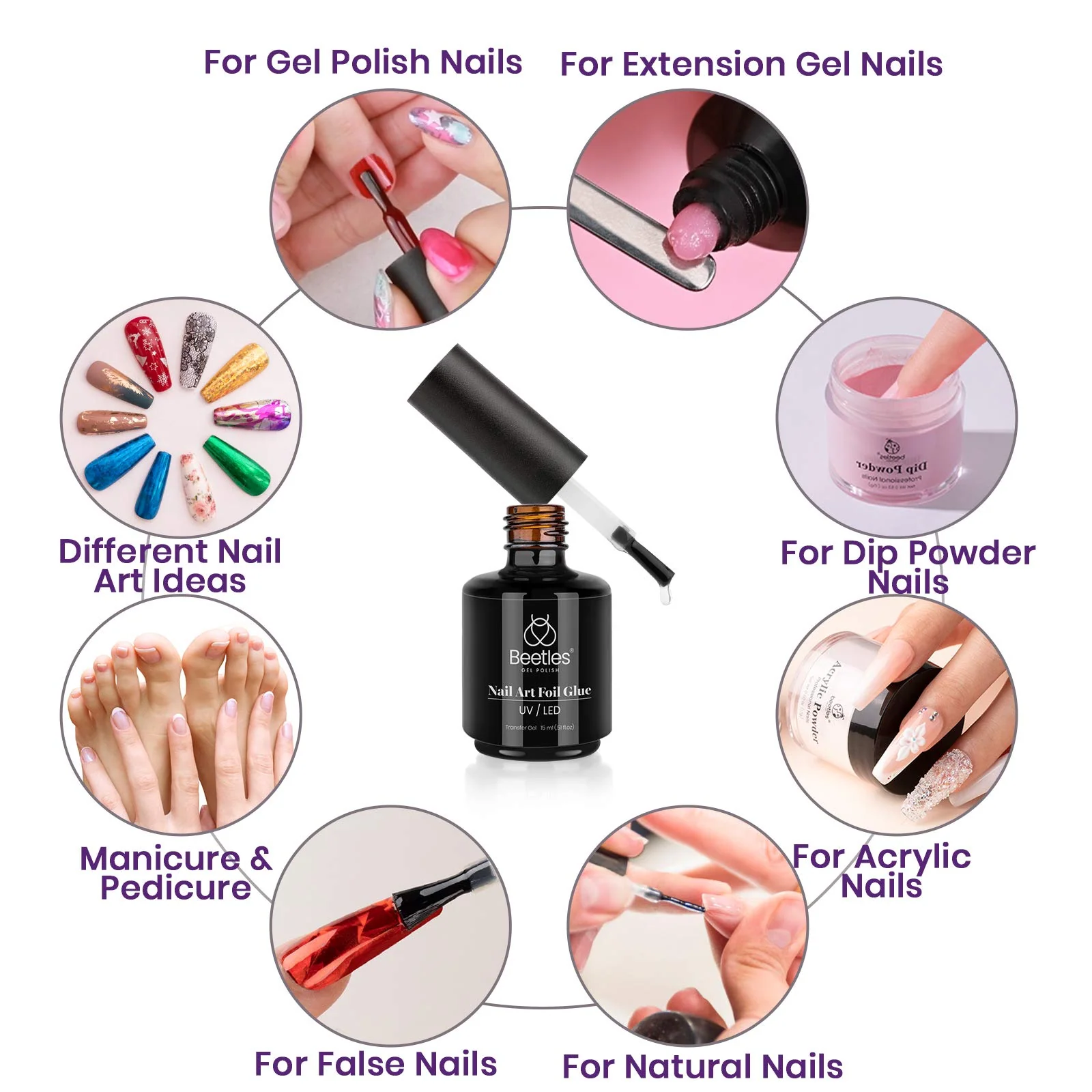 Nail Foil Glue Transfer Tips 15ML - Image 2