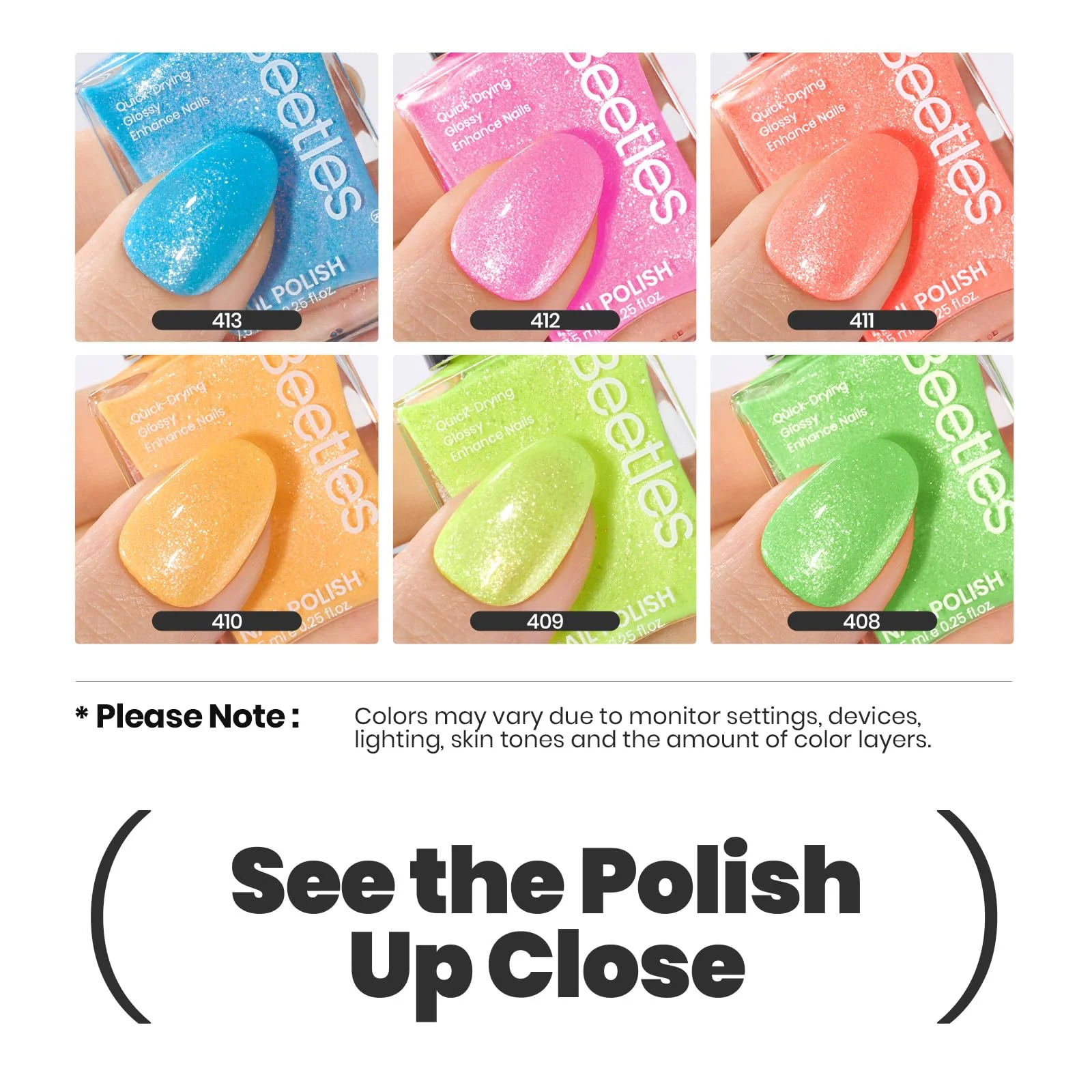 Neon Fever | 6 Colors Air Dry Nail Polish Summer Nails Set - Image 2