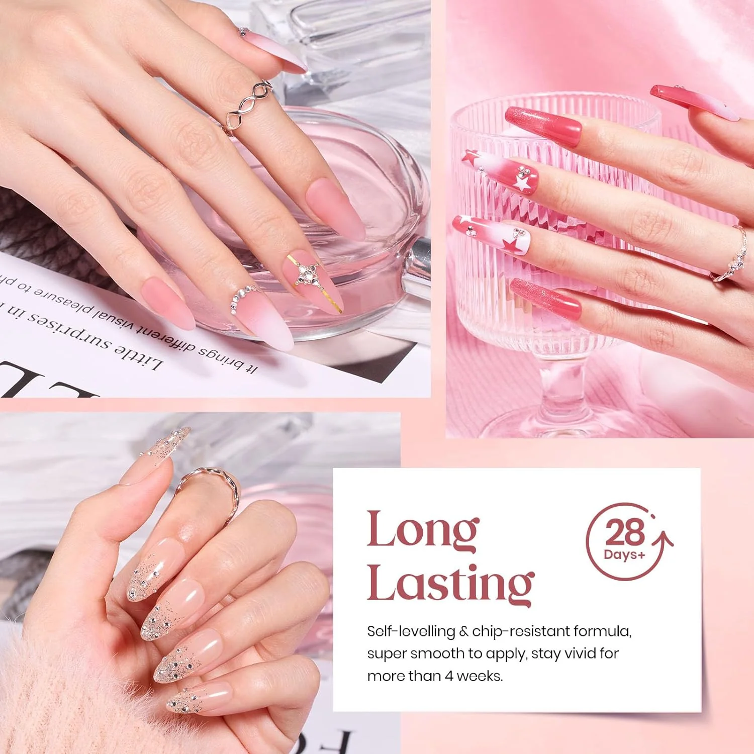 Nude Paradise-20 Gel Colors Nails Set with Top and Base Coat (5ml/Each) - Image 6