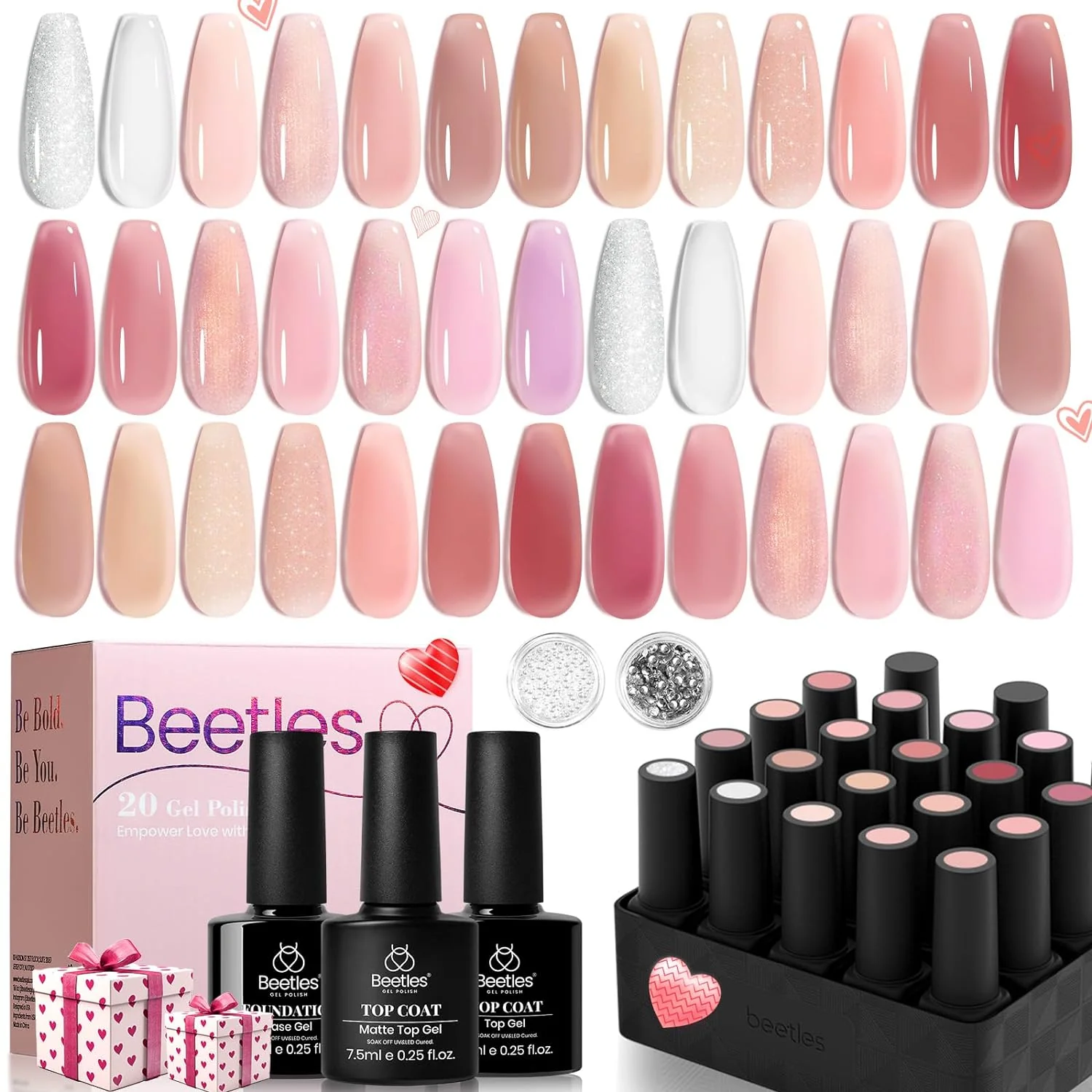 Nude Paradise-20 Gel Colors Nails Set with Top and Base Coat (5ml/Each) - Image 8