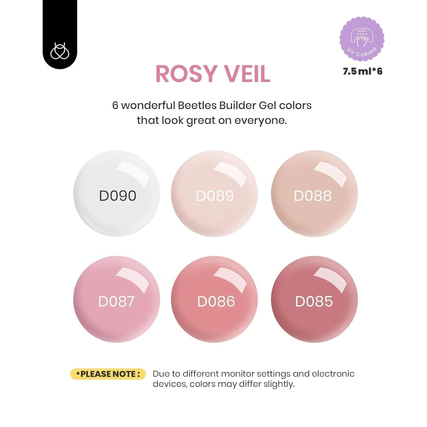 Nude Pink-6 Colors Builder Nail Gel Set - Image 3