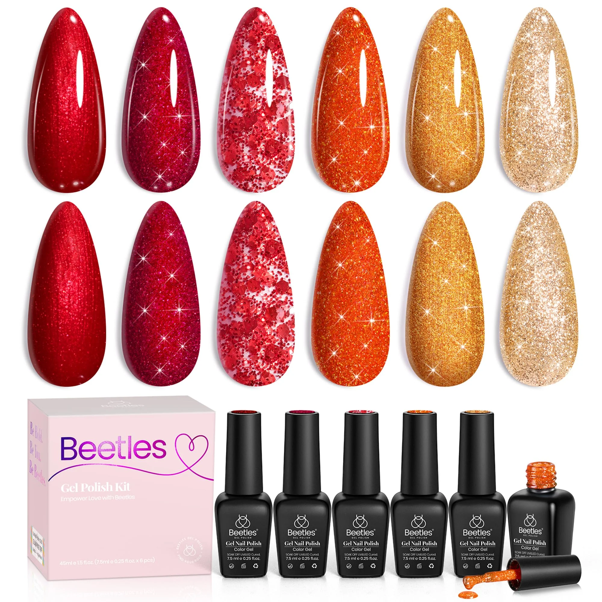 Passion Rush - 6 Colors Autumn Glitter Shimmer Gel Nails Polish Set - Image 8