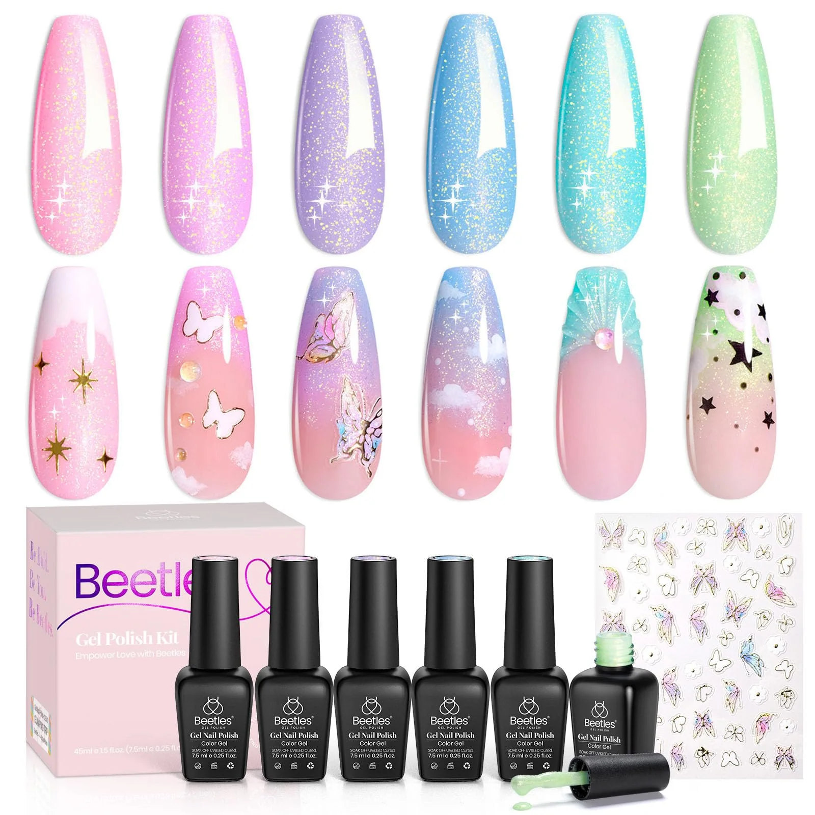 Pastel Dream | 6 Colors Nails Pearl Shell Gel Polish Summer Nails Set - Image 7