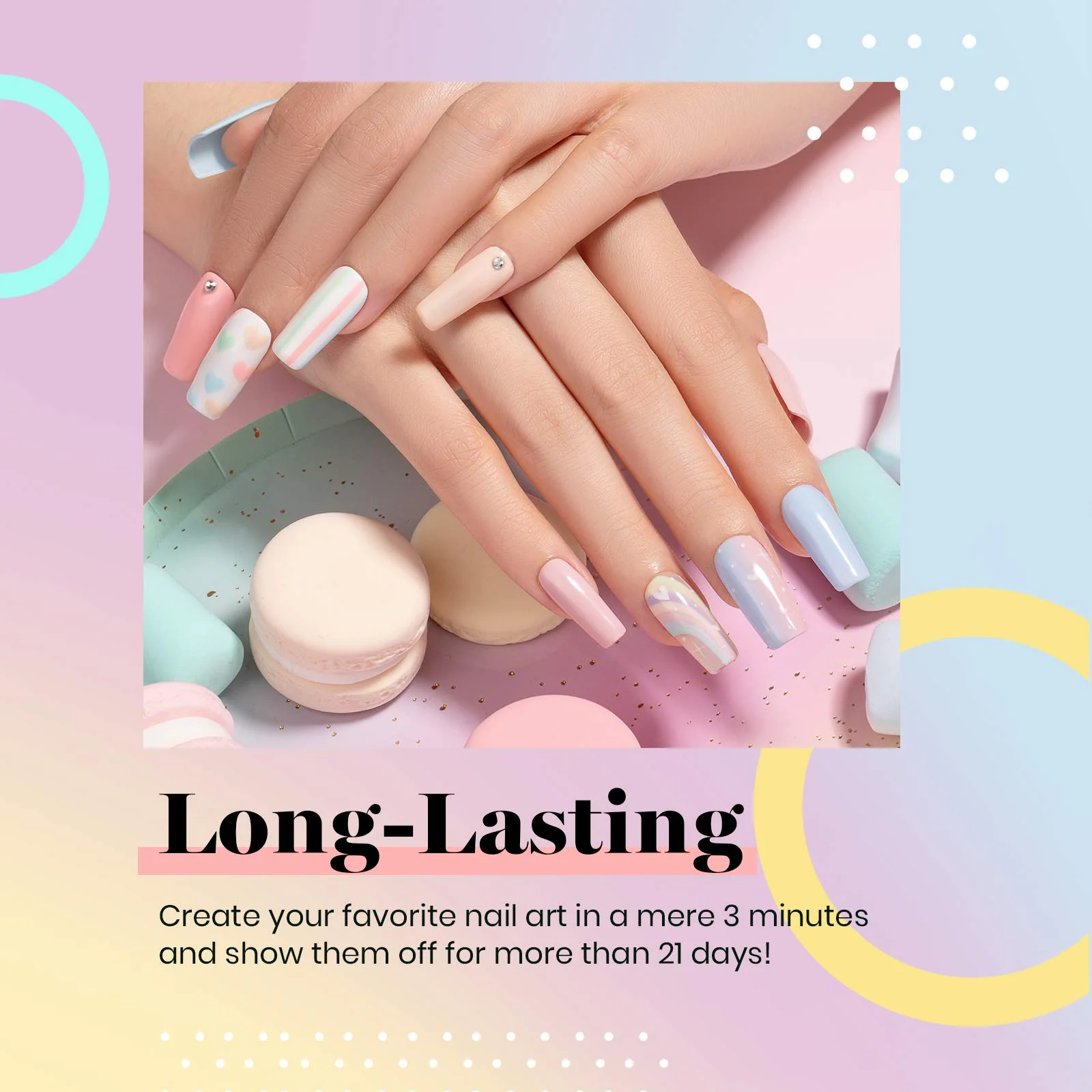 Pastel Paradise - 20 Gel Colors Set with Top and Base Coat (5ml/Each) Nails - Image 6