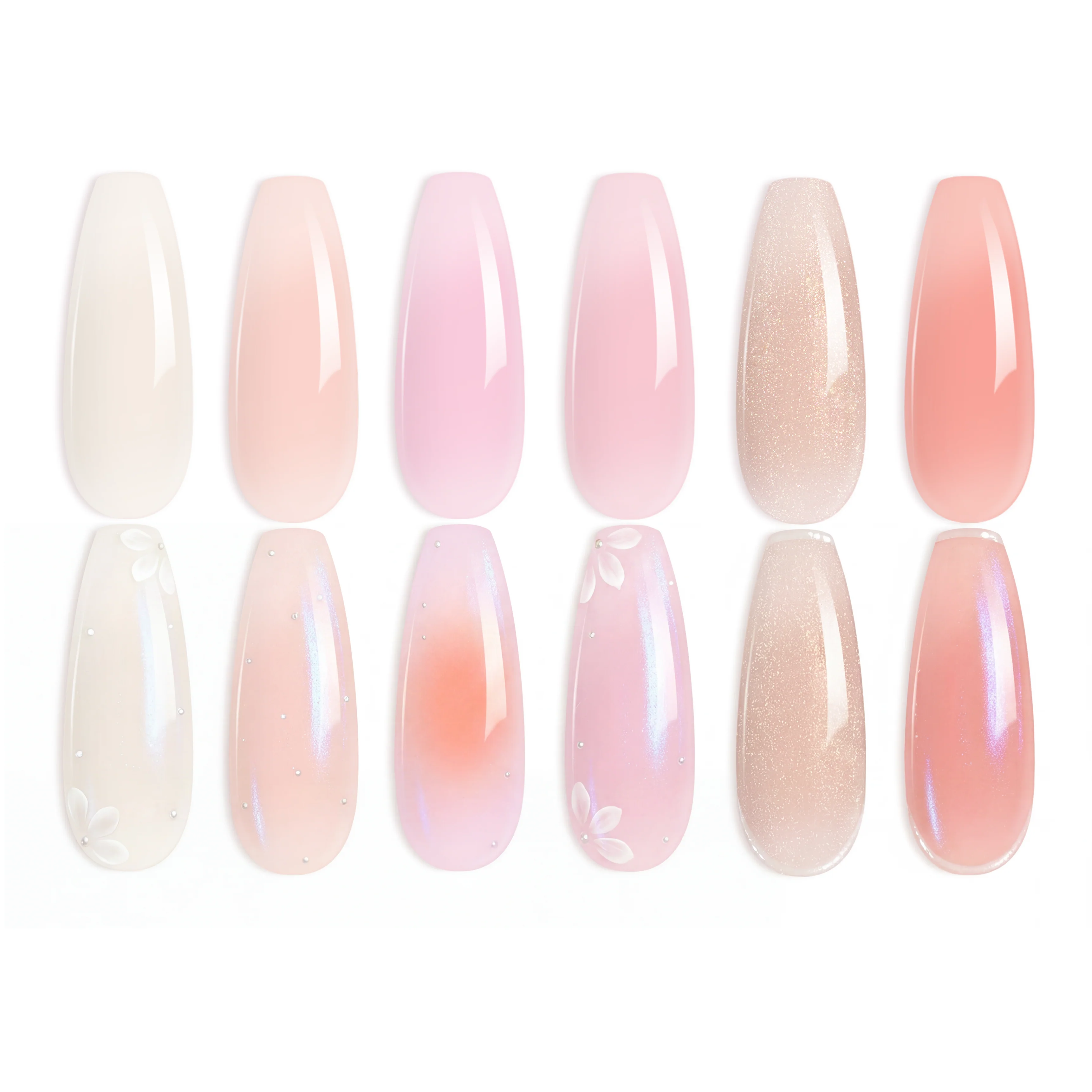Peach Sparkle | Color Base Nails Nude Ge Gel Polish 6 Colors Summer Nails Set