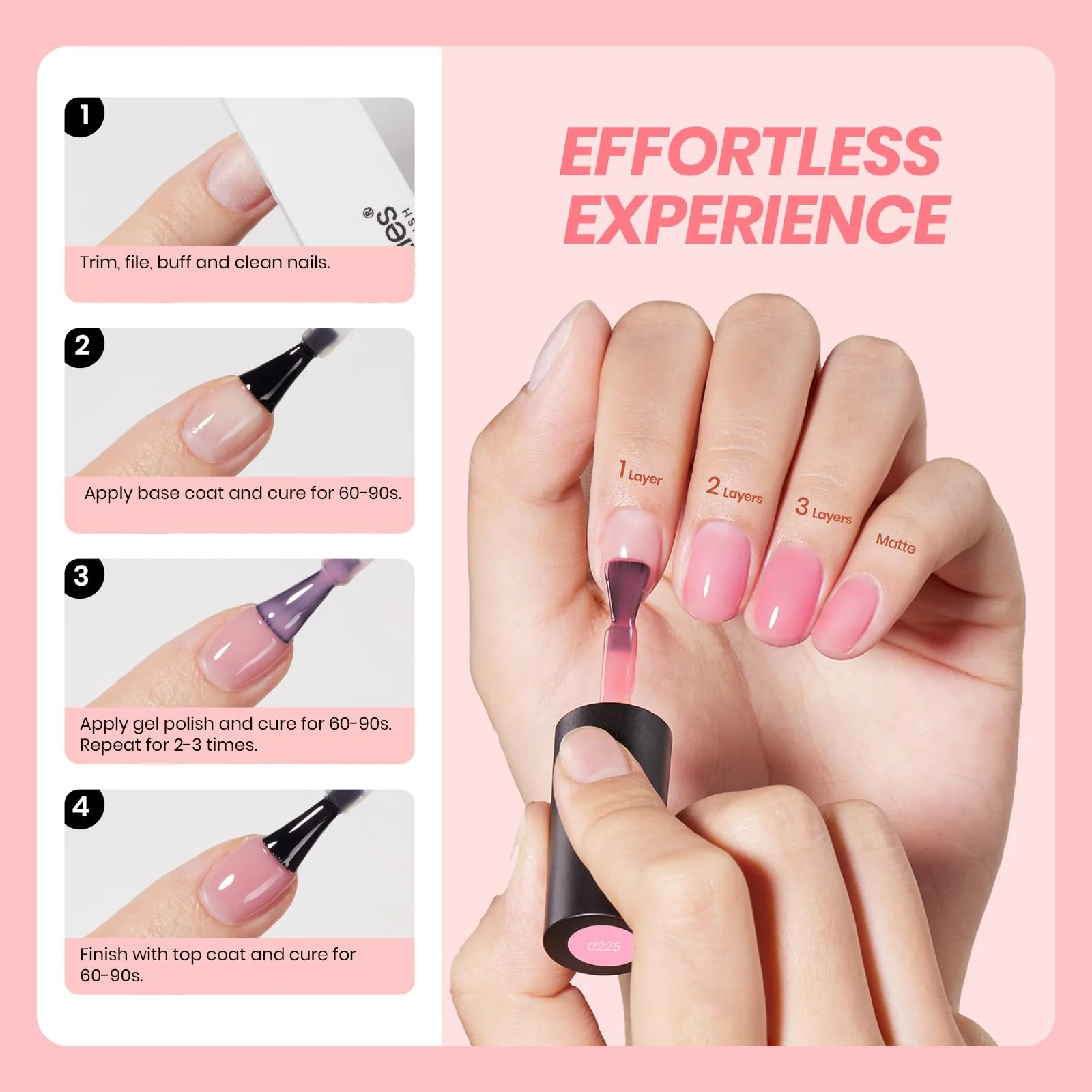 Peach Sparkle | Color Base Nails Nude Ge Gel Polish 6 Colors Summer Nails Set - Image 5