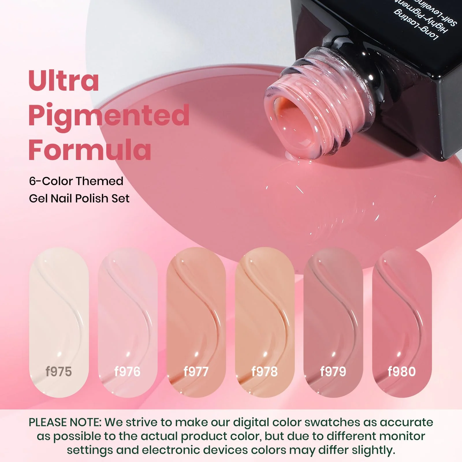 Glossy and Matte Effect - 6 Colors Summer Nails Light Pink Nude Gel Polish Soak Off Kit - Image 5
