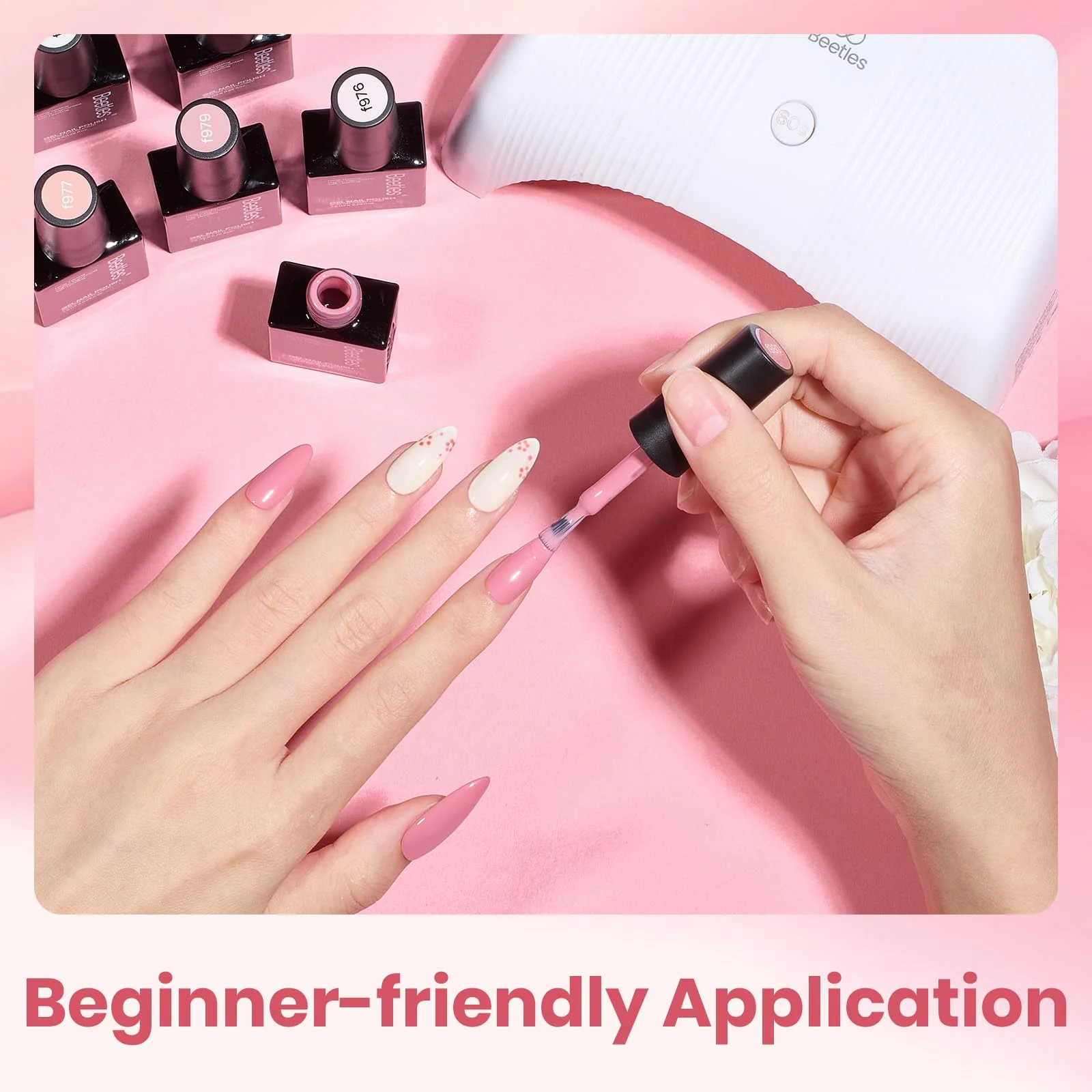 Glossy and Matte Effect - 6 Colors Summer Nails Light Pink Nude Gel Polish Soak Off Kit - Image 6