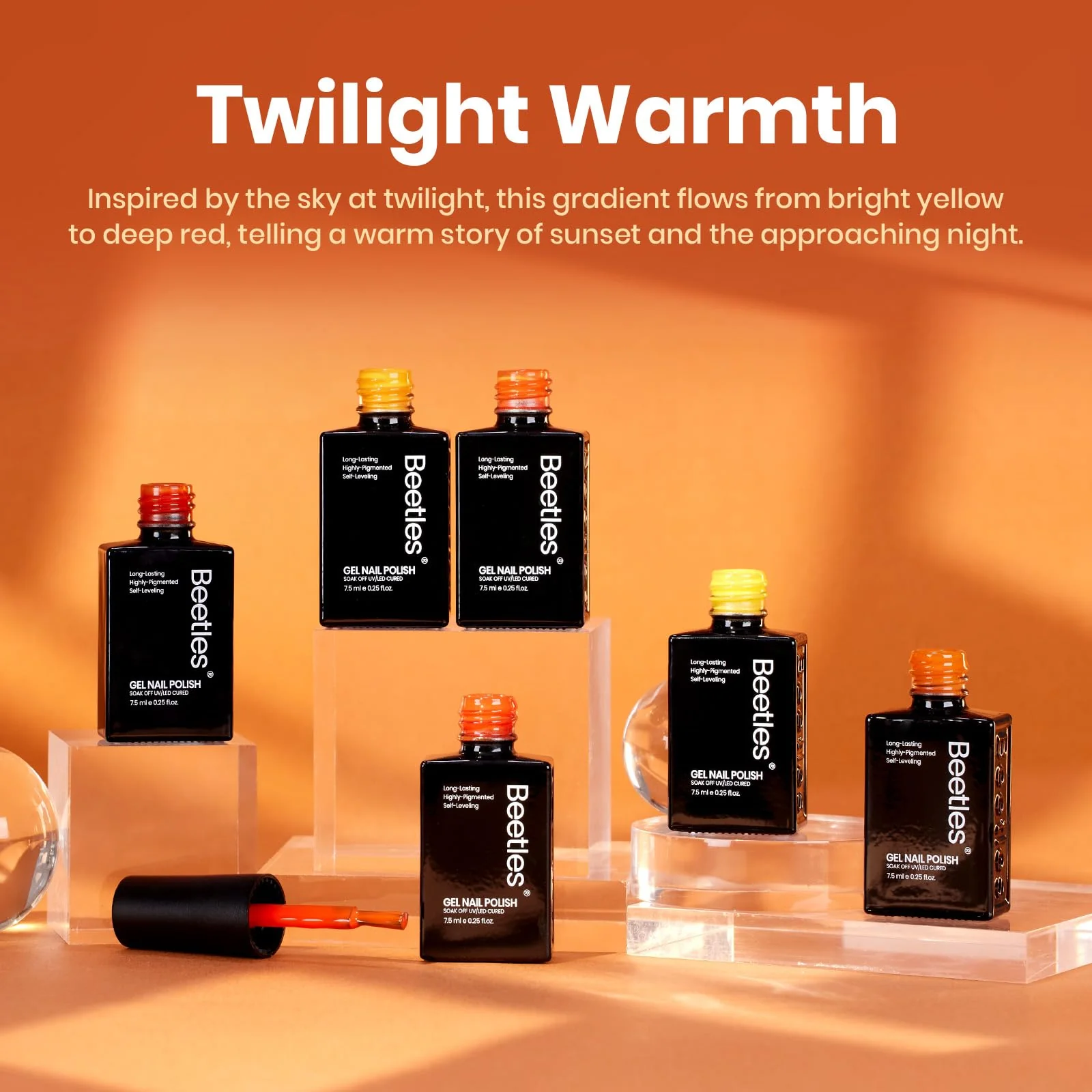 Twilight Warmth - 6 Colors Brown Red Orange Yellow Gel Nail Polish Set - Image 2