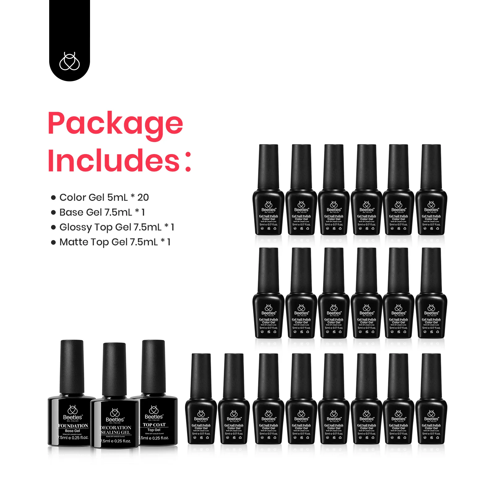 Rainbow- 20 Gel Colors Set with Top and Base Coat (5ml/Each) - Image 8
